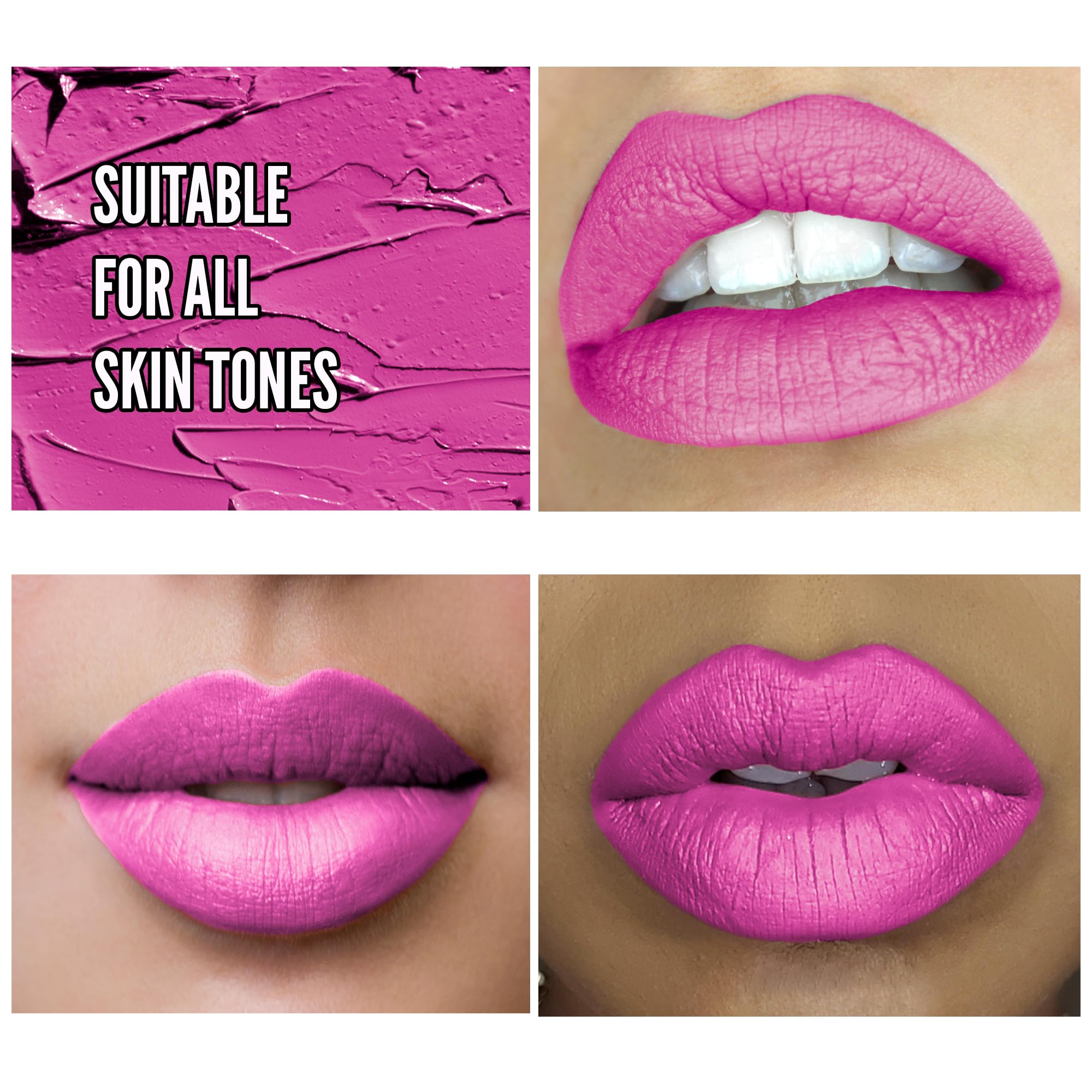Mynena Pink Long-Lasting Matte Liquid Lipstick | Intense Color, Smudge-Proof & Waterproof | Comfortable, Hydrating Shea Butter |