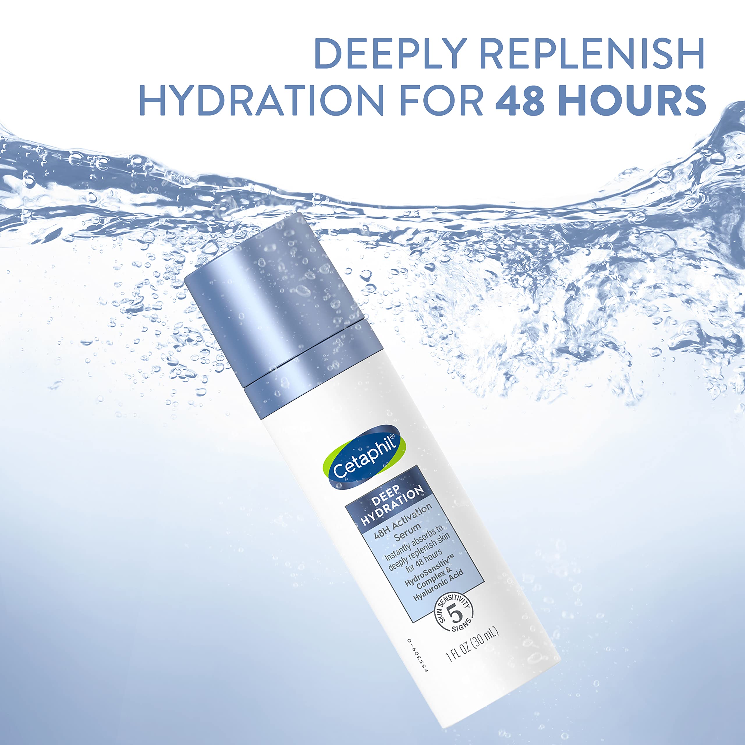 Cetaphil Deep Hydration Fragrance Free 48 Hour Activation Serum, 1 Fl Oz, 48Hr Dry Skin Face Moisturizer For Sensitive Skin, Wit