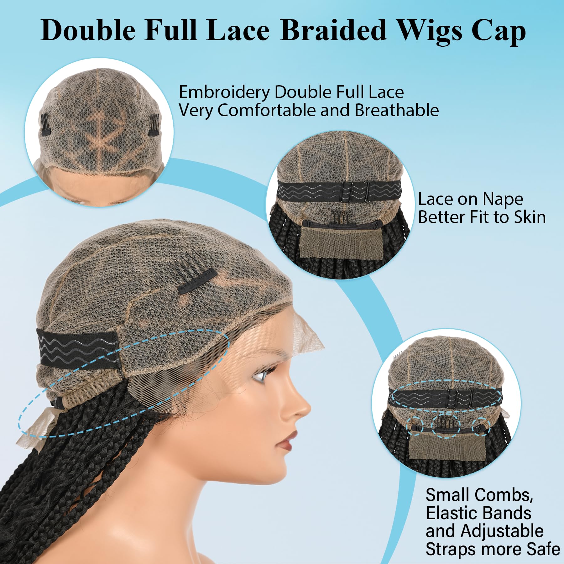 Olymei Boho Braided Wig Box Braid Wig Triangle Knotless Braided Wigs For Women Box Braid With Boho Curls Wig Braided Lace Front