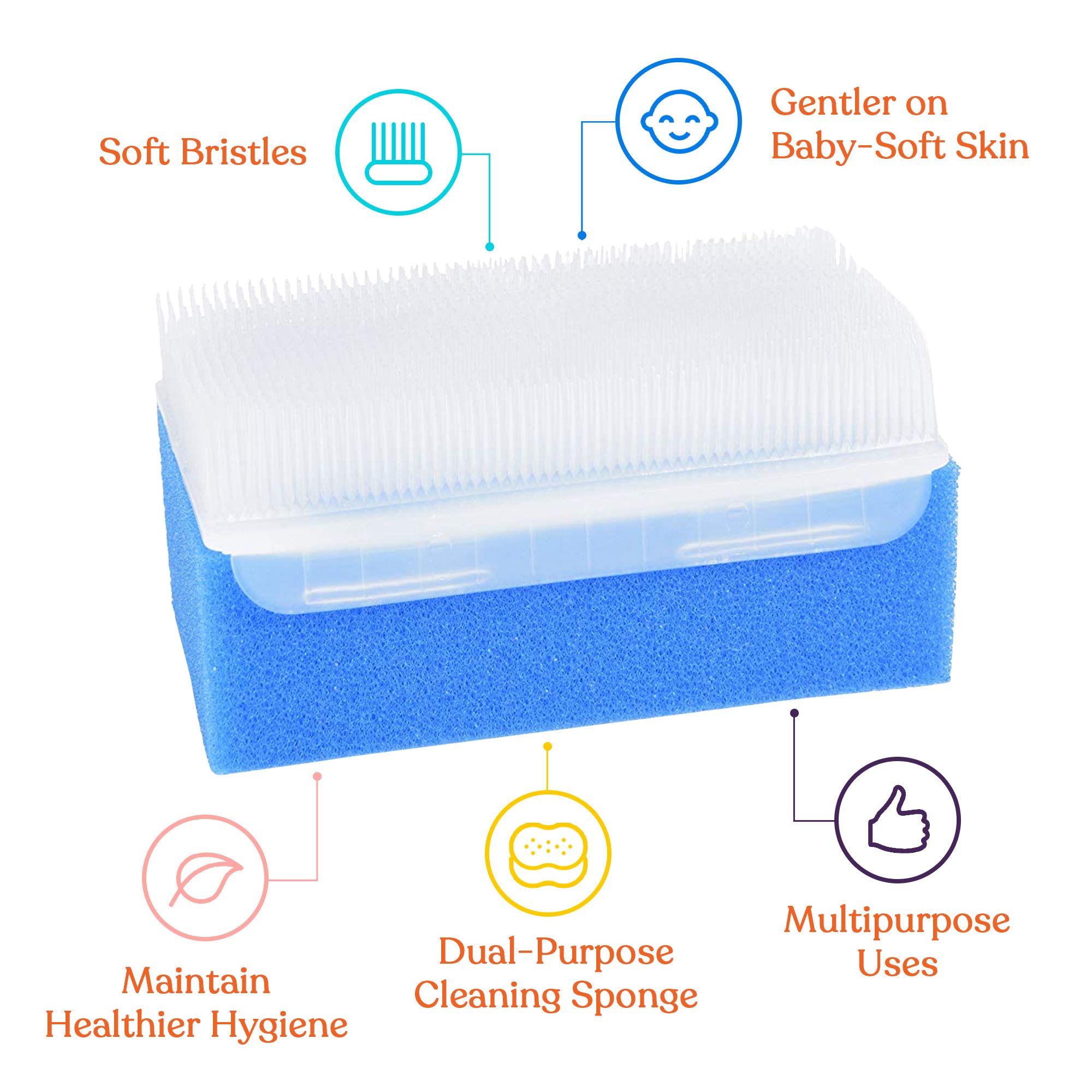 Special Supplies (12 Pack) Baby Bath Sponges Soft Foam Scrubber With Cradle Cap Bristle Brush - Body, Hair, And Scalp Cleaning -