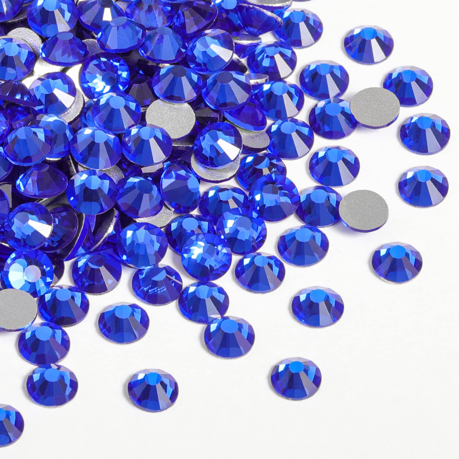 Beadsland 1440 Piece Flat Back Crystal Rhinestones Round Gems, 1.3Mm-8.6Mm, Sapphire (Ss10(2.7-2.9Mm))
