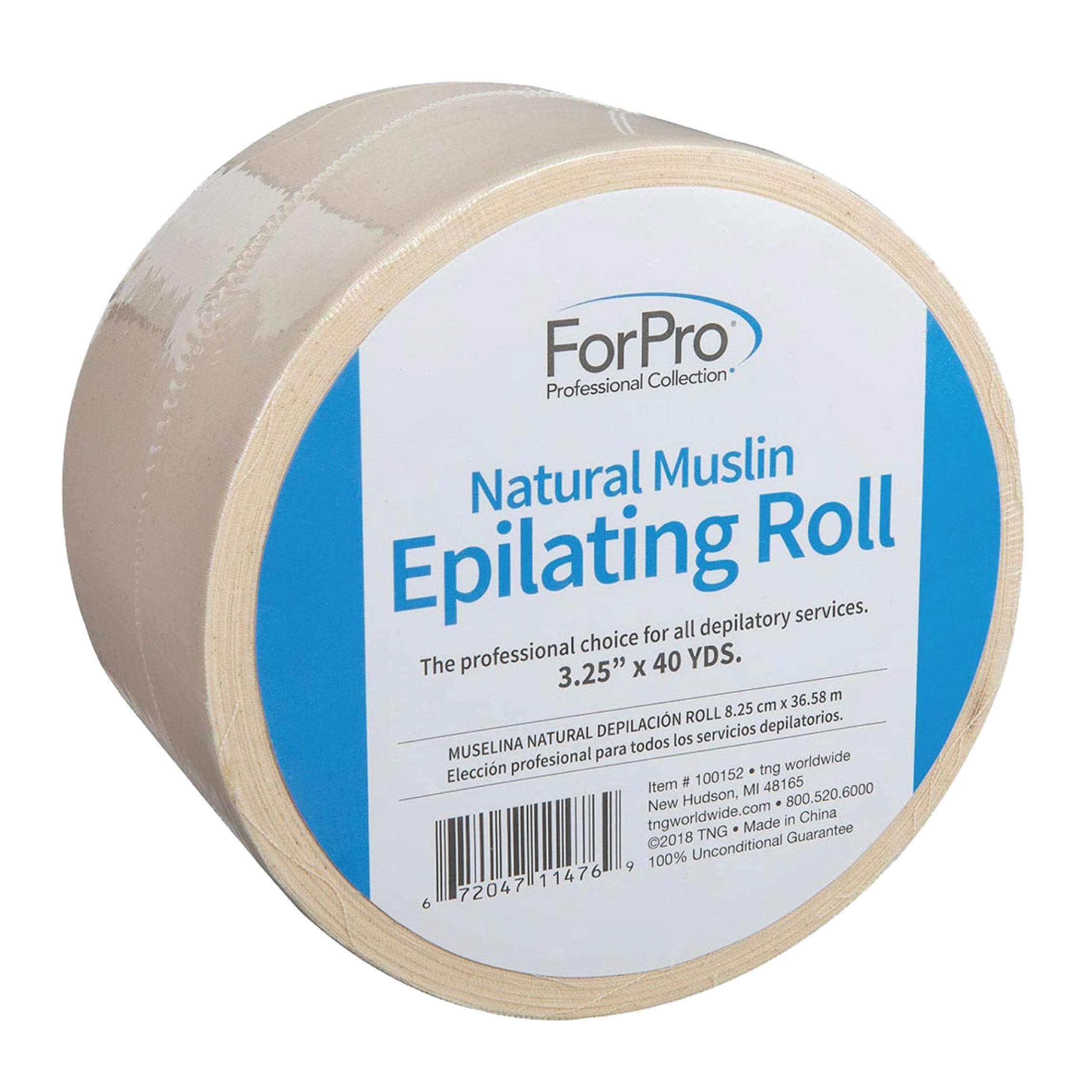 ForPro Professional Collection Natural Muslin Epilating Roll, TearResistant, for Hair Removal, 3.25 W x 40 Yds