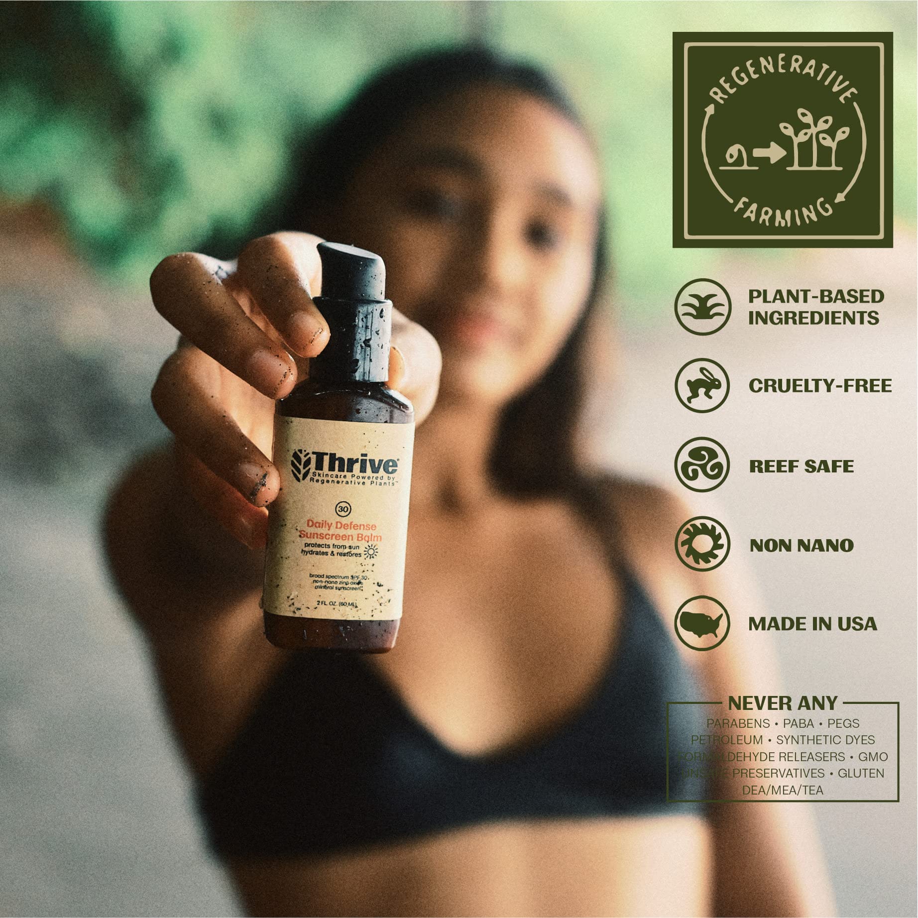 Thrive Natural Care Mineral Face Sunscreen Spf 30 - Daily Sunscreen For Face, No White Cast, Non-Nano Zinc Oxide - Lightweight M