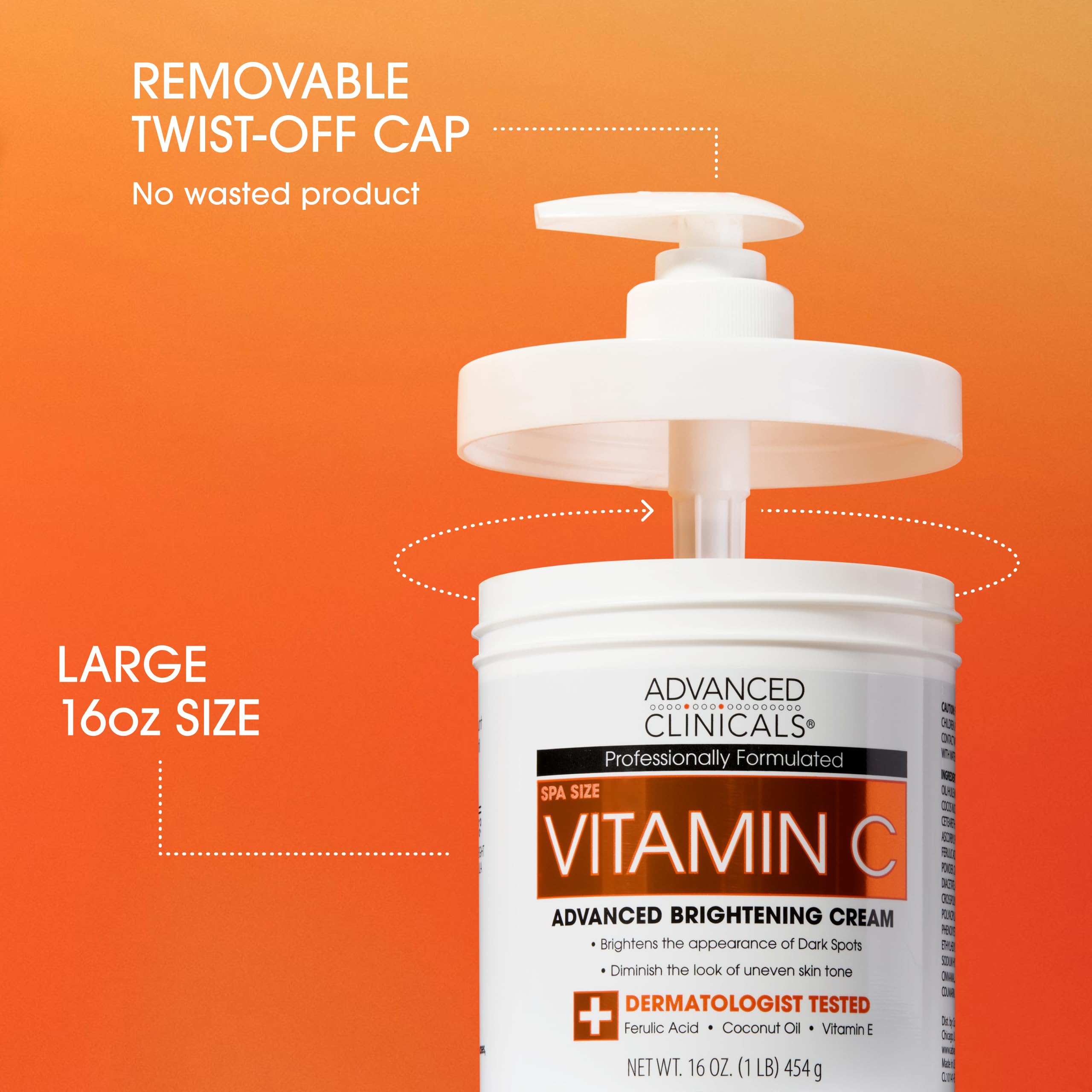 Advanced Clinicals Brightening Vitamin C Body Cream + AHA Exfoliating 10% Glycolic Acid & Lactic Acid Lotion 2PC Skincare Set Fo