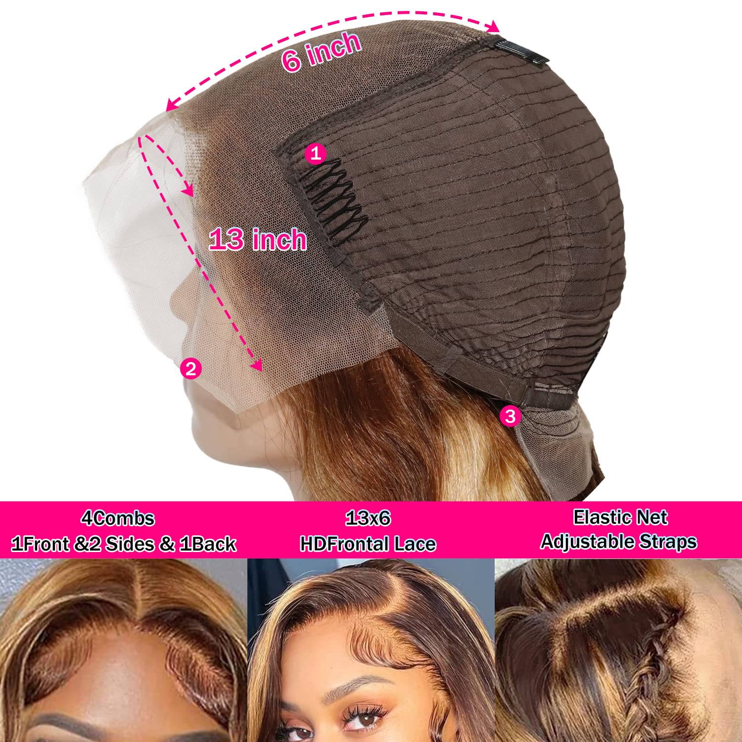 Aicrelery 26 Inch Highlight 13x6 Body Wave HD Transparent Lace Front Wigs Human Hair 4/27 Honey Blonde Body Wave Lace Frontal Wi