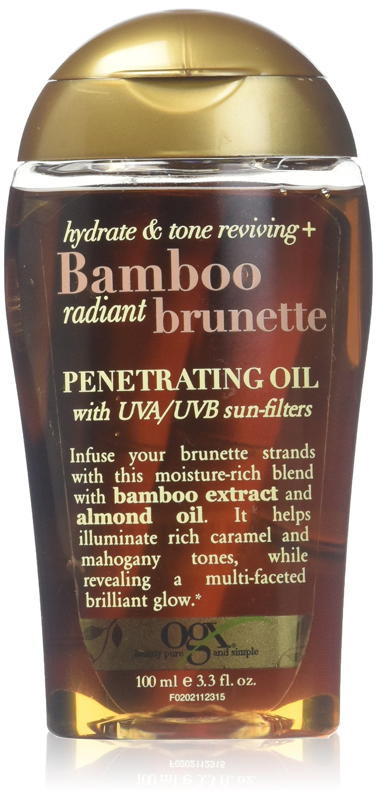 OGX Hydrate & Tone Reviving + Bamboo Radiant Brunette Penetrating Oil, 3.3 Ounce
