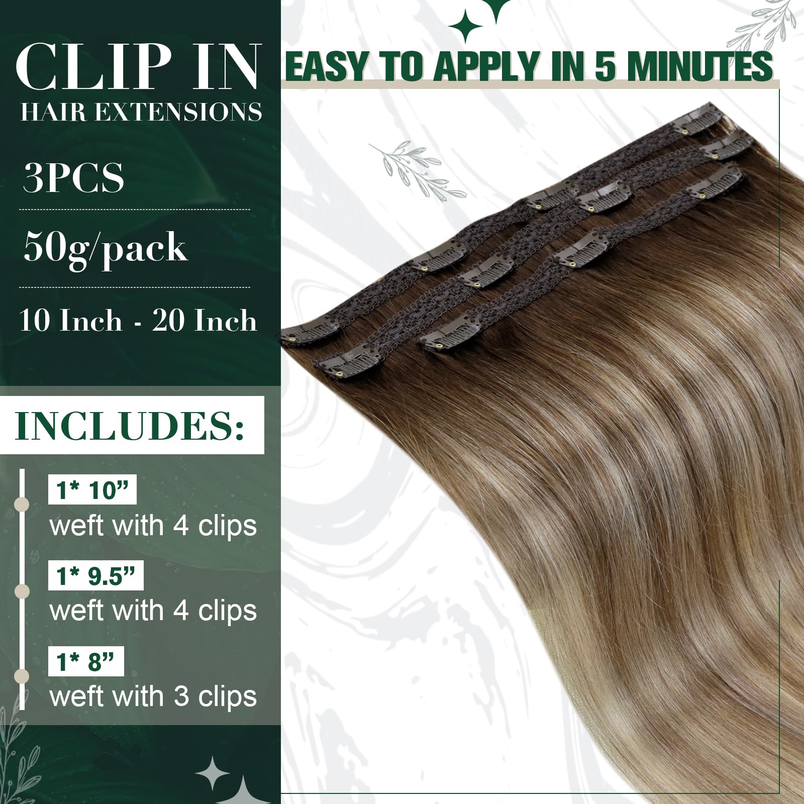 Runature 16 Inch Clip In Hair Extensions Real Human Hair Balayage Brown To Blonde Balayage Hair Extensions Clip In Human Hair Th