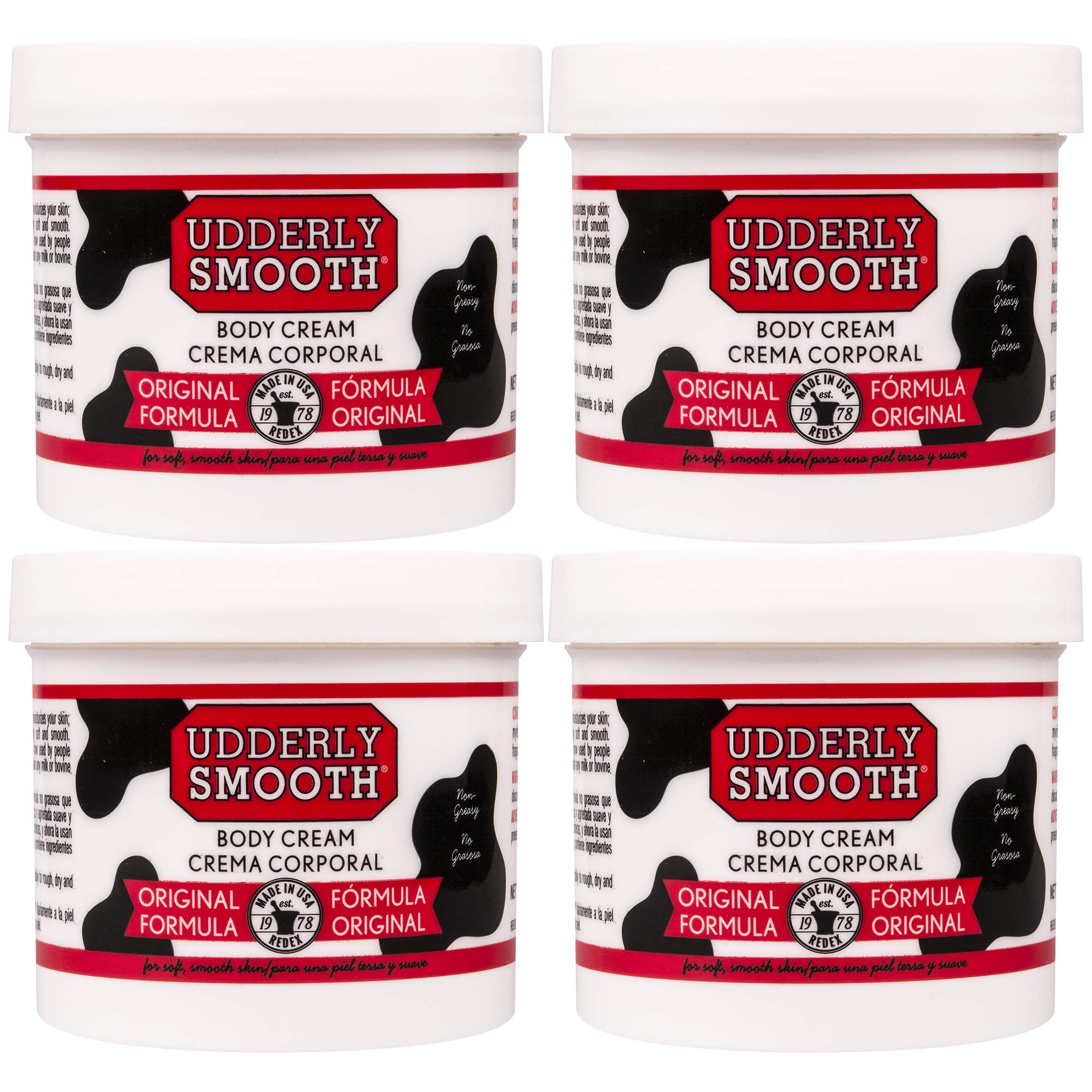 Udderly Smooth Body Cream Skin Moisturizer Original Formula For Rough Dry Skin, 10 Ounce - 4 Pack