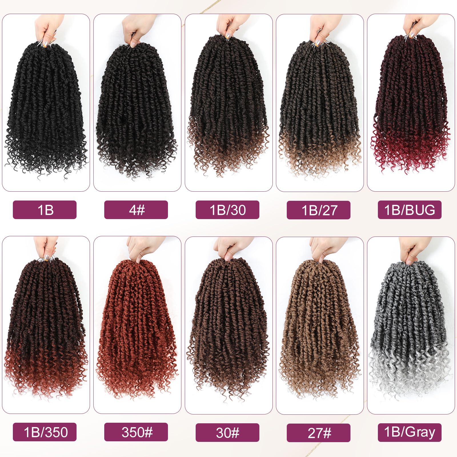Passion Twist Crochet Hair,Passion Twist Hair 8 Inch,8 Packs Pre-Twisted Passion Twist Hair,Short Passion Twist Crochet Braids,P