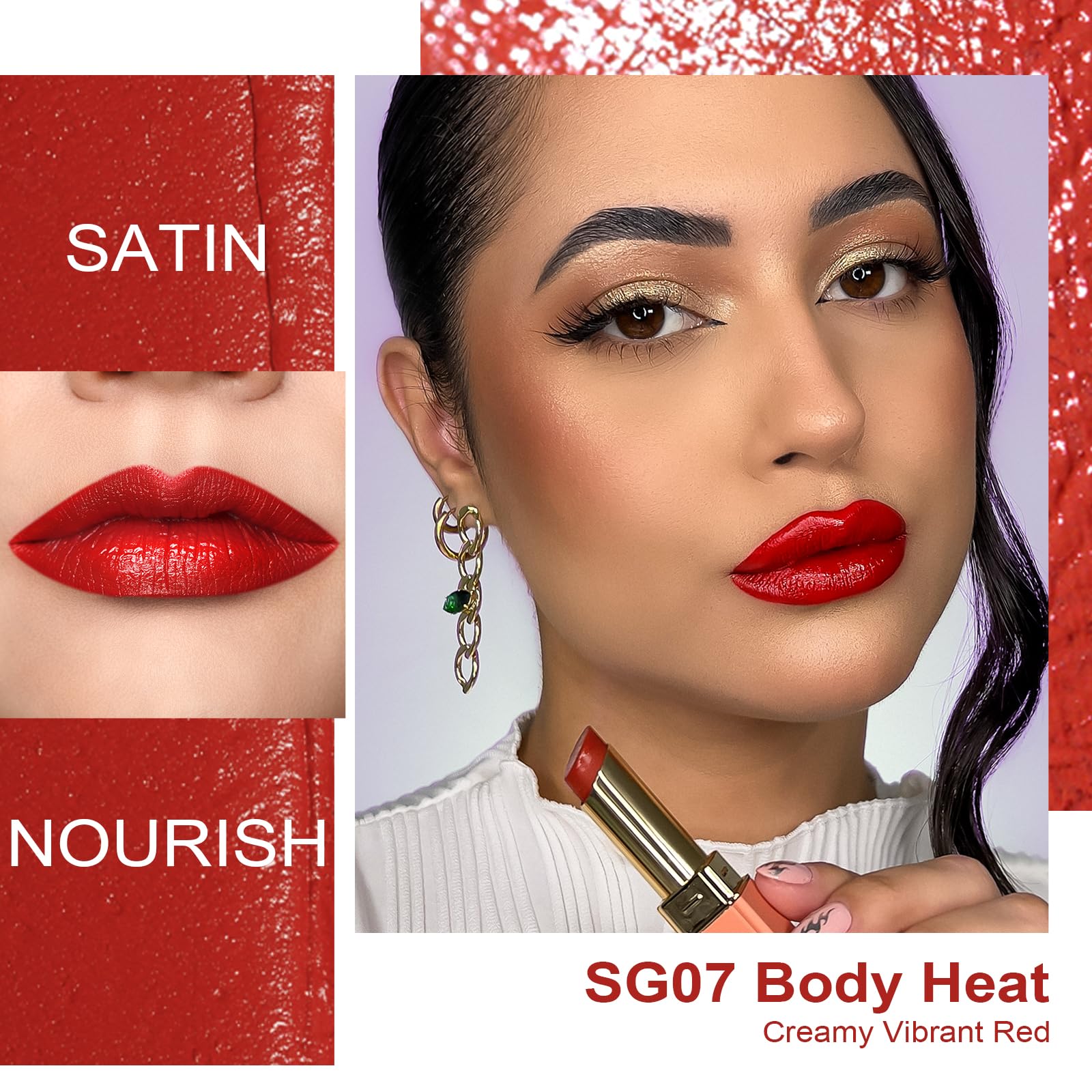 Oulac Red Lipsticks for Women, Deep Red Matte Lipstick, Full Coverage Lip Color, Satin Matte Finish, Cream Texture, Hydrating, I