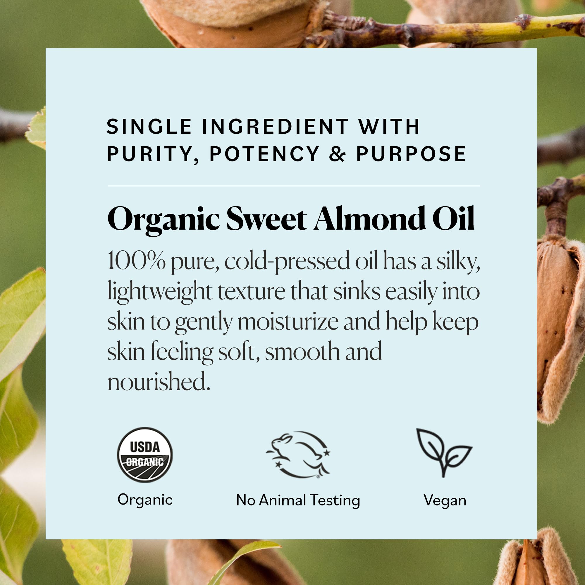 Sky Organics Organic Sweet Almond Oil For Body 100% Pure & Cold-Pressed Usda Certified Organic To Moisturize, Soften & Nourish,