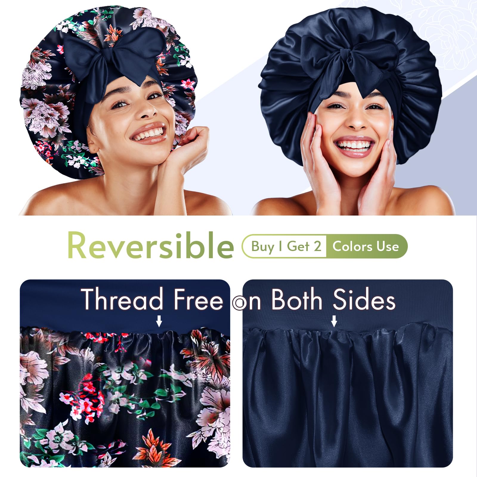 BONNET QUEEN Silk Bonnet for Sleeping Satin Bonnet Hair Bonnet Braid Bonnet Double Layer Tie Bonnet Night Hair Wrap for Women Cu