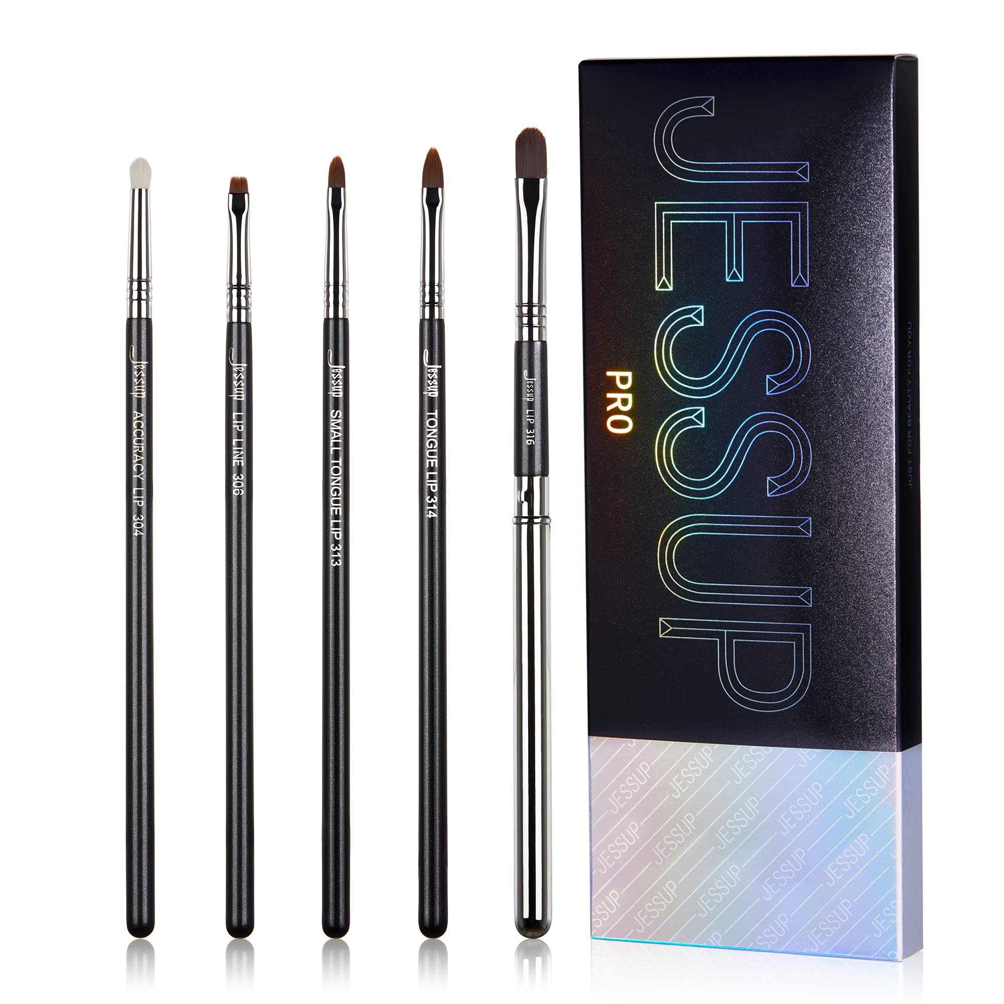 Jessup Lip Brush Set, Professional Lip Makeup Brushes For Lipstick Streak-Free Application, Premium Synthetic Hair,Contour Defin