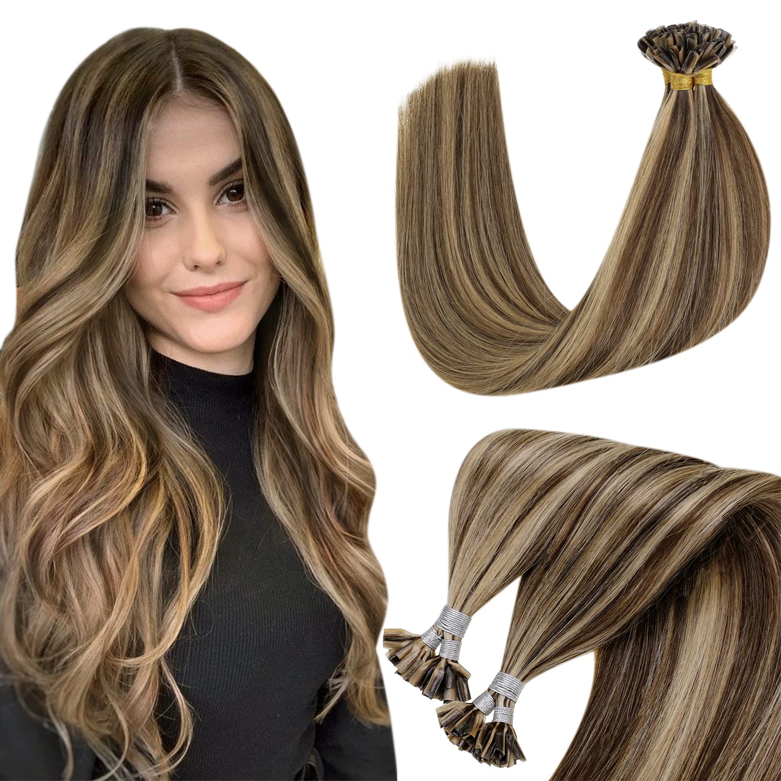 Hetto K Tip Hair Extensions Real Human Hair Utip Hair Extensions Human Hair 18 Inch Remy Hair Keratin Extensions Dark Brown High