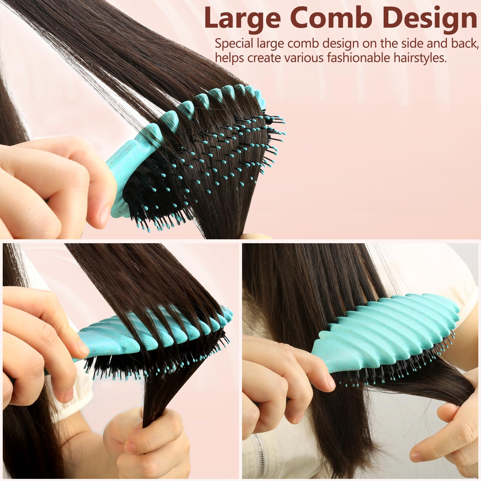 Curl Defining Brush, Boar Bristle Styling Curly Hair Brushes For Combing Shaping Men'S And Women'S Curls To Reduce Pulling(Green