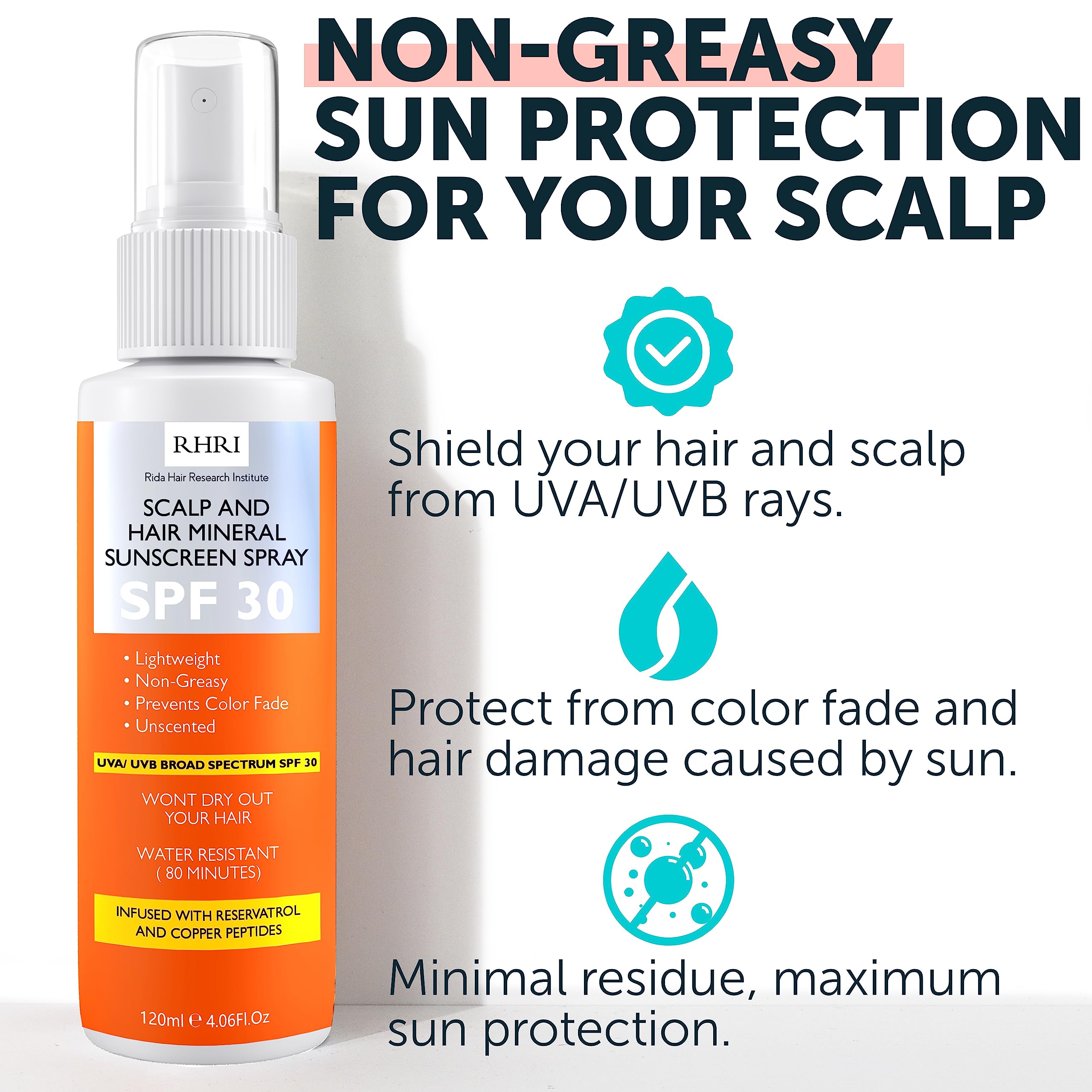Premium Spf 30 Hair Sunscreen Spray | Non-Greasy Uv Protection For Hair And Scalp | Prevents Color Fade And Dryness | Travel-Siz