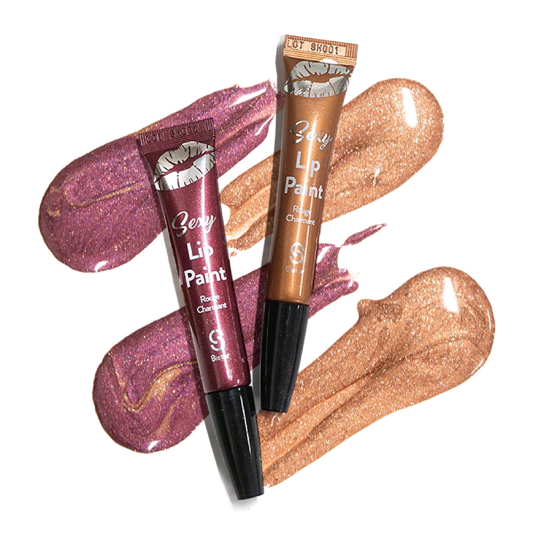 Sistar Sexy Lip Paint Metal Lip Gloss, Metallic Shimmer Lipstick, Long Lasting Waterproof Lip Tint Stain Glitter Shiny (Enchante