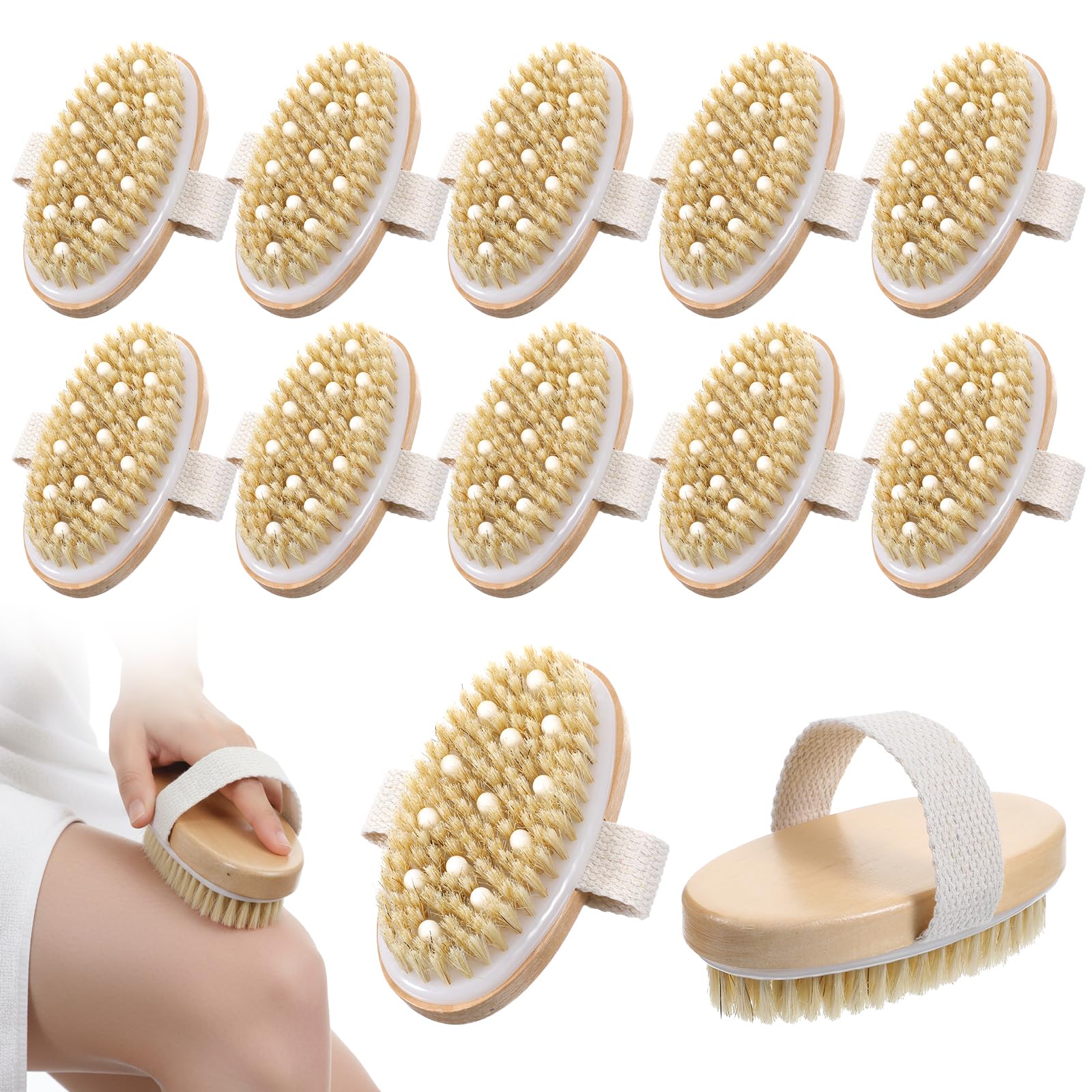 12 Pcs Dry Brushing Body Brush Exfoliating Brush with Massage Nodule Dry Skin Body Scrubber for Shower Bath Back Circulation Imp