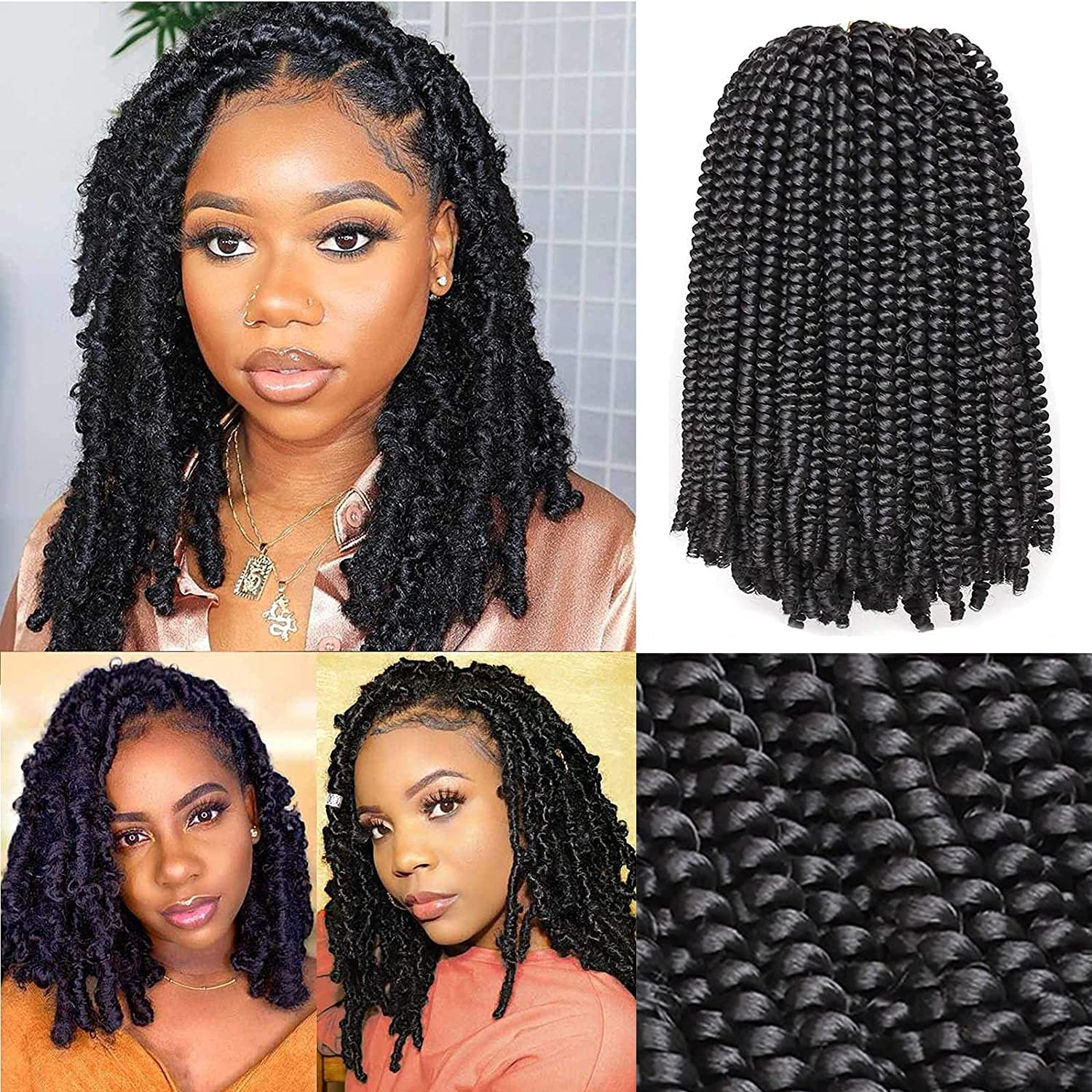 Xtrend 12 Inch 2 Packs Spring Twist Hair For Butterfly Faux Locks And Invisible Locs Short Crochet Braids Hair Synthetic Spring 