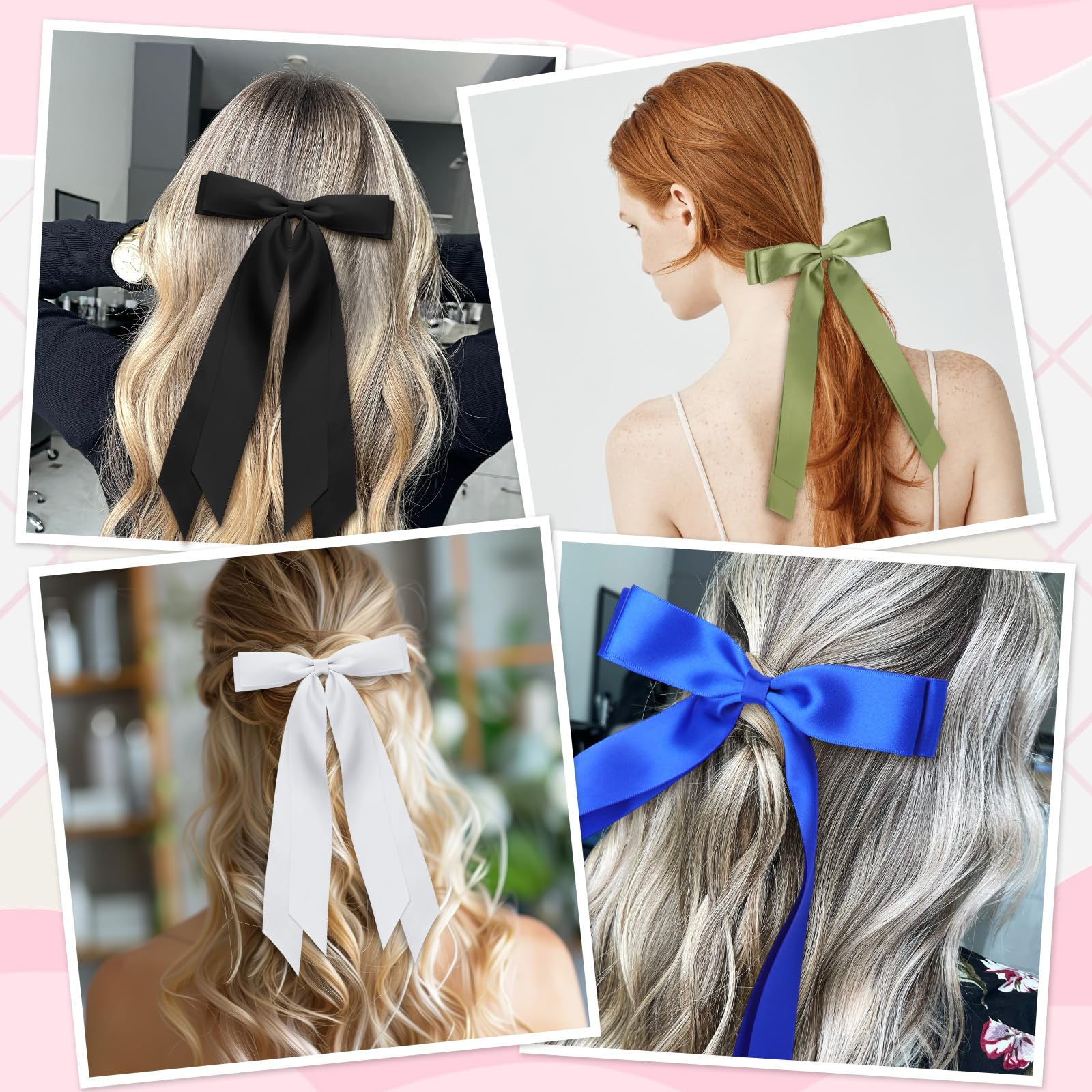 Mimorou 25 Pcs Silky Satin Hair Bows Bulk Hair Clips Bow Knot Hair Ribbon Hair Bow with Long Tails Hair Barrettes Hair Pins Pony