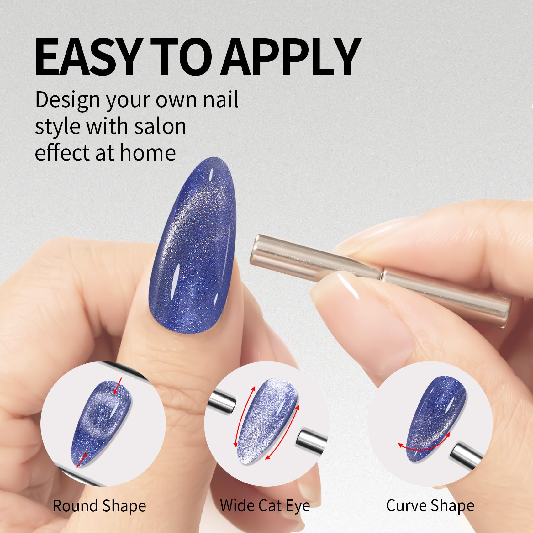 Maychao 15Ml Cat Eye Gel Nail Polish 1Pc Blue Shimmer Nail Polish With Magnet Soak Off Holographic Magnetic Gel Polish For Nail