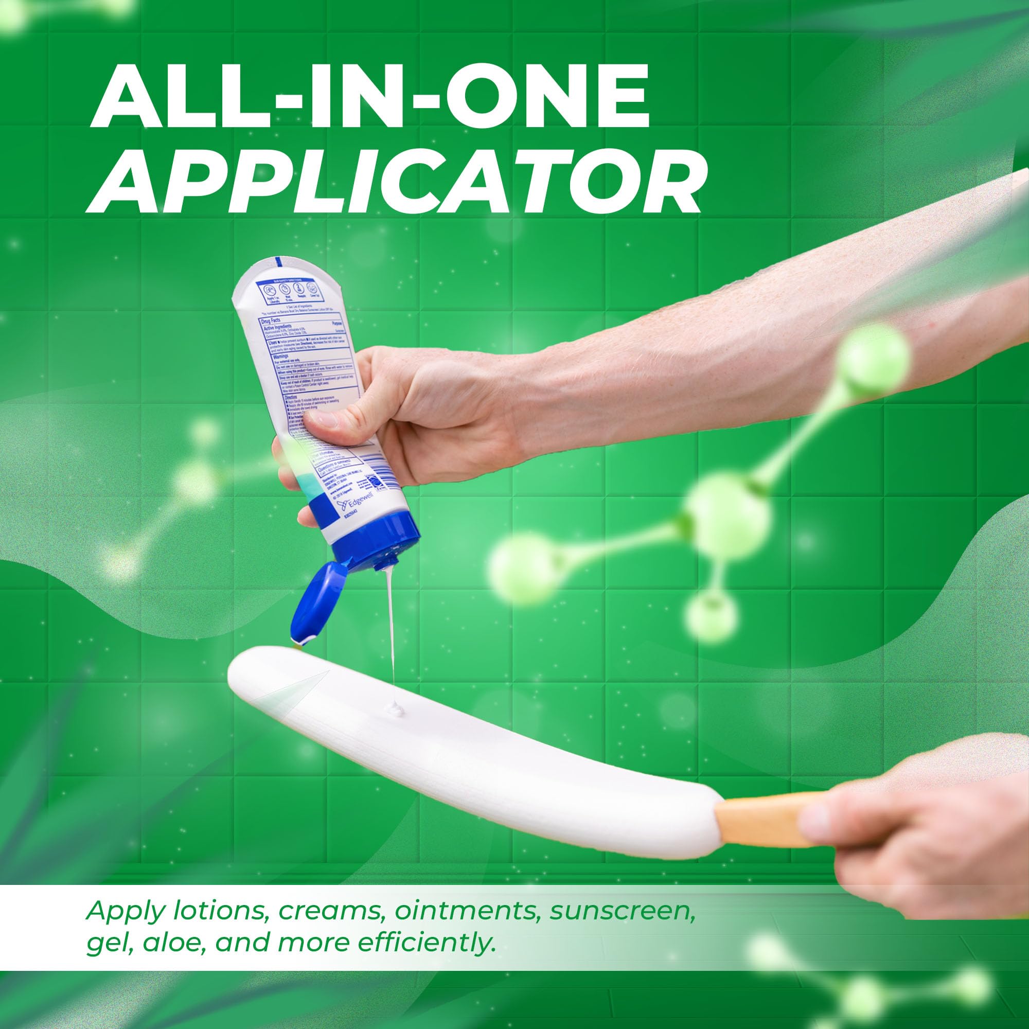 Grannaturals Lotion Applicator For Your Back, Feet, And Legs - Sunscreen Applicator - Long Curved Easy Reach Body Brush For Sunt