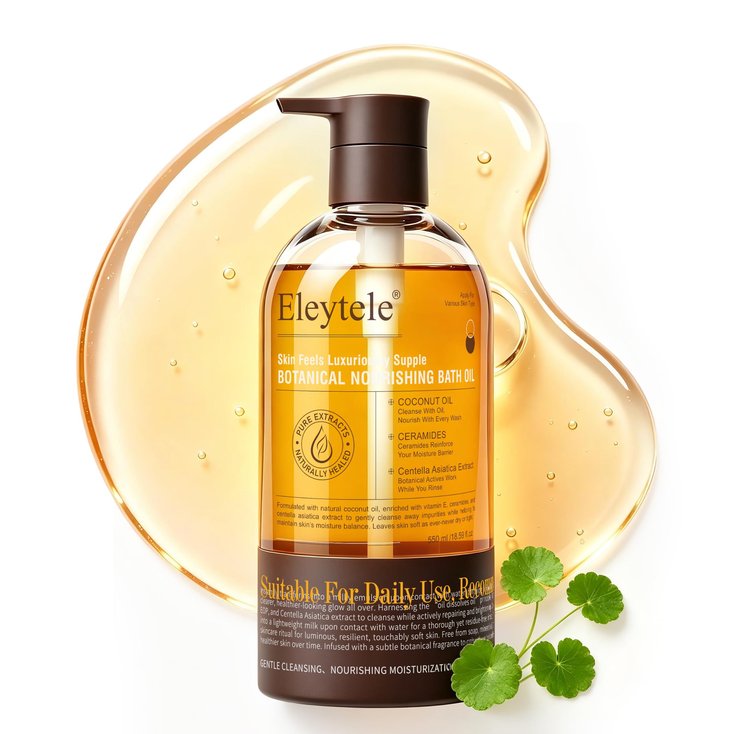 Korean Shower Oil Body Wash for Dry Skin, Moisturizing Cleanser 18.59 fl oz