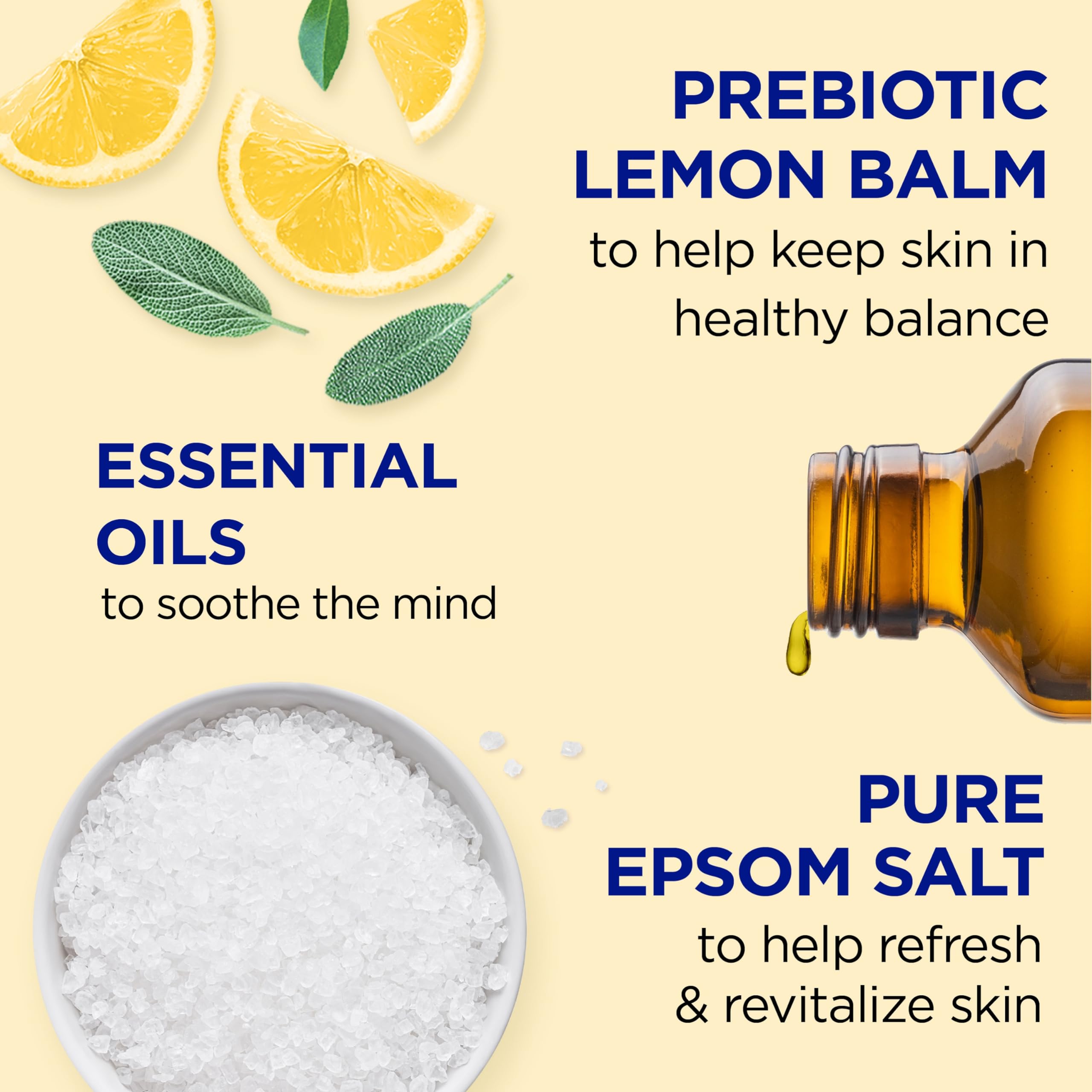 Dr Teal'S Foaming Bath With Pure Epsom Salt, Prebiotic Lemon Balm & Essential Oils, 34 Fl Oz (Pack Of 4) (Packaging May Vary)