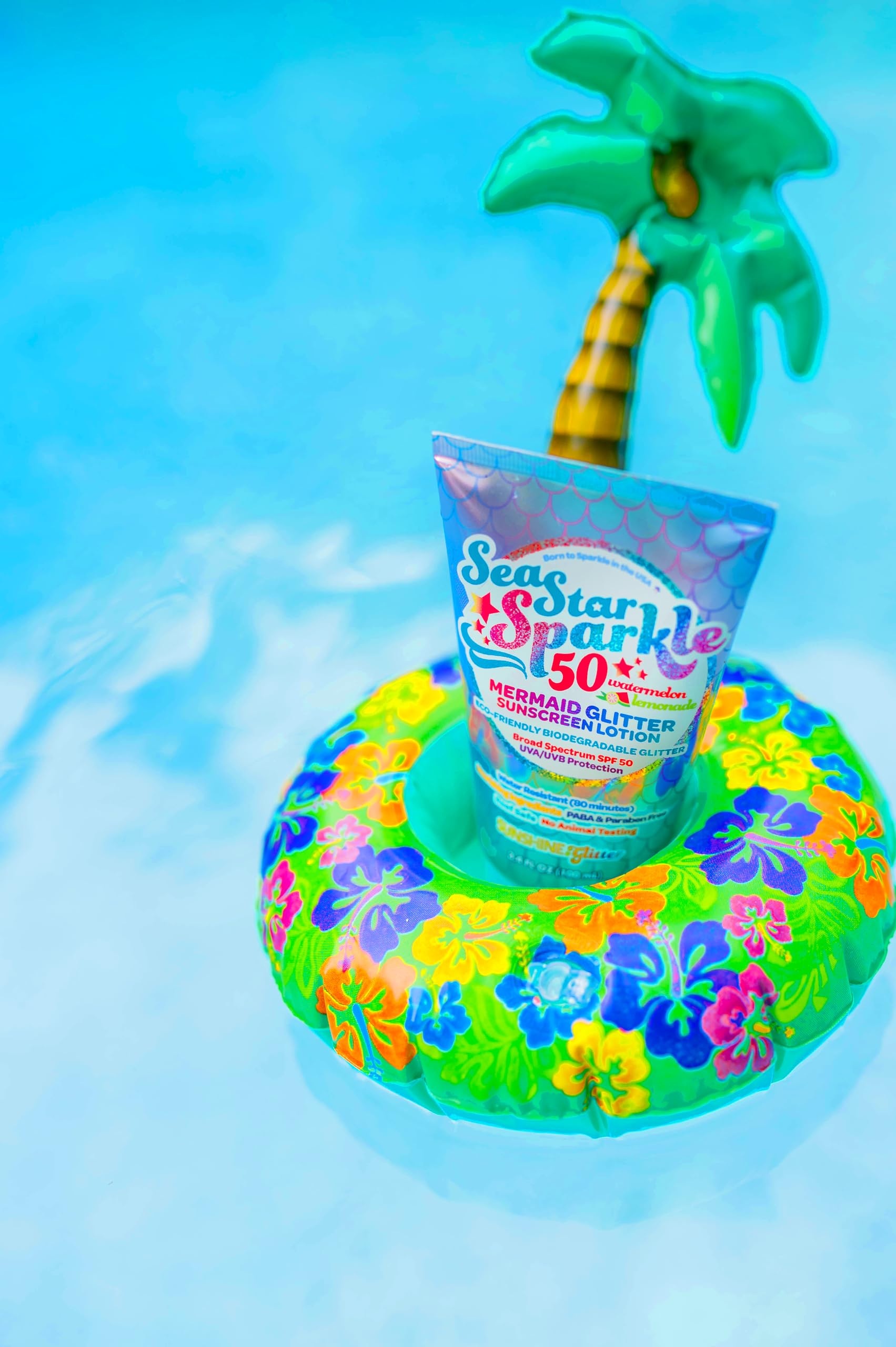 Sunshine & Glitter | Sea Star Sparkle | Biodegradable Glitter Sunscreen Spf 50 | Mermaid Watermelon Lemonade | Water Resistant |
