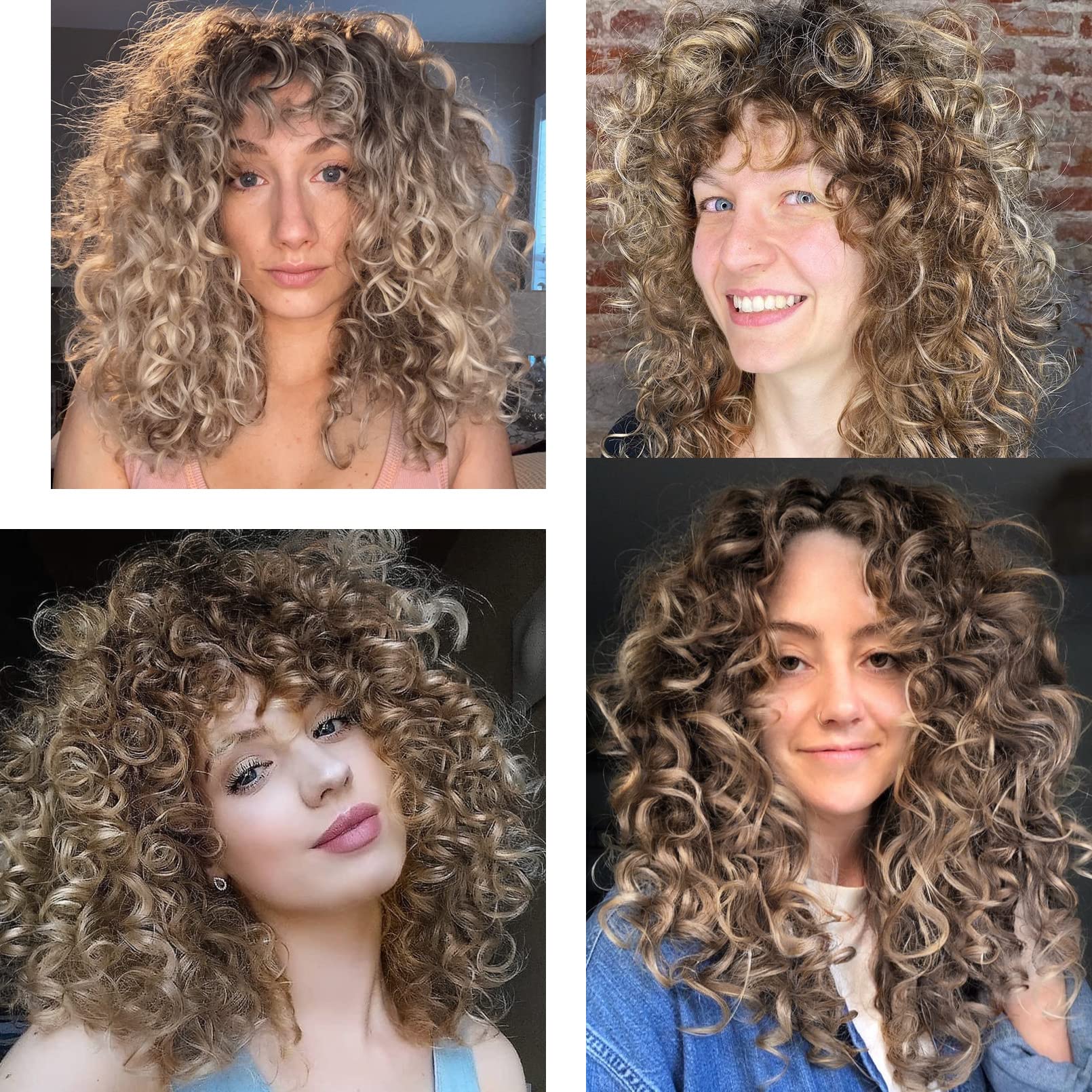 Lonai Curly Wig With Bangs For Women Long Honey Blonde Kinky Wigs With Bangs Wig006 Curly Shag Synthetic Wig For Daily Use Party