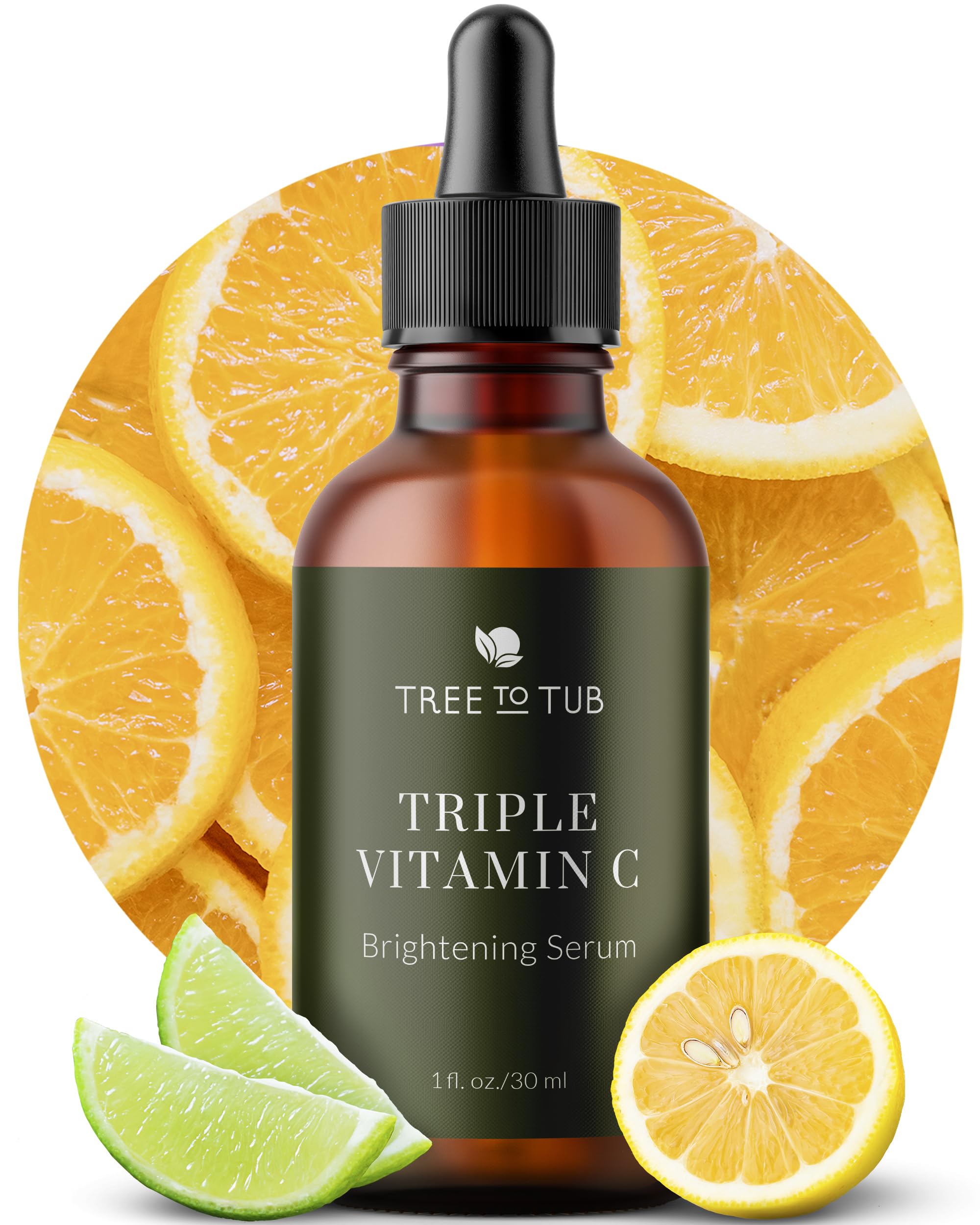 Tree To Tub Illuminating Vitamin C Serum - Triple Vitamin C Hydrating Serum for Face - 3x Vitamin C + Hyaluronic Acid - Maximum 