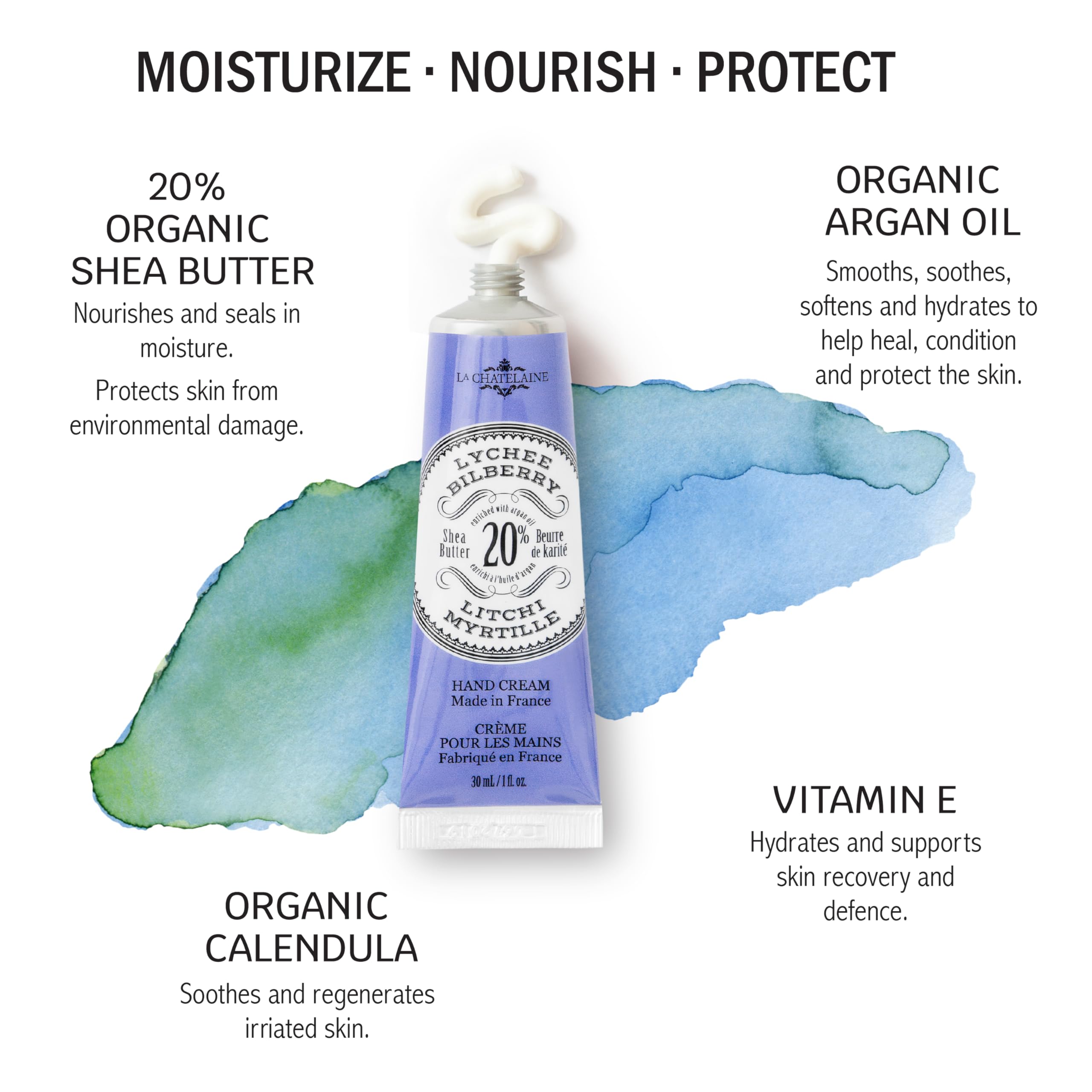 La Chatelaine Hand Cream Trio Tin Gift Set, Ready-To-Gift Tin, Nautral, Made In France With 20% Organic Shea Butter, Nourishing