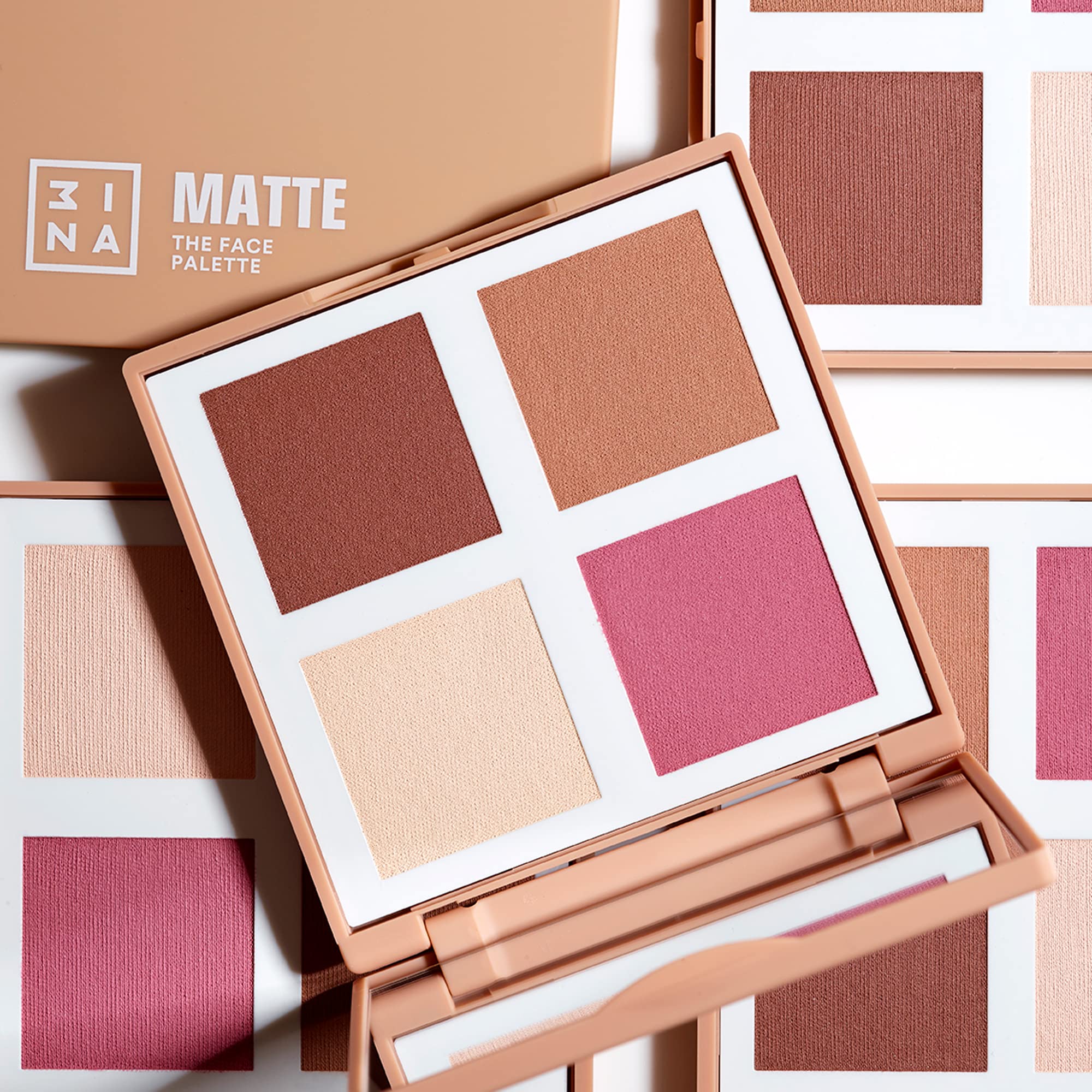 3Ina Makeup - Cruelty Free - Vegan - The Matte Face Palette - 4 Contouring Shades For Face, Eyes And Lips - Contouring Palette -