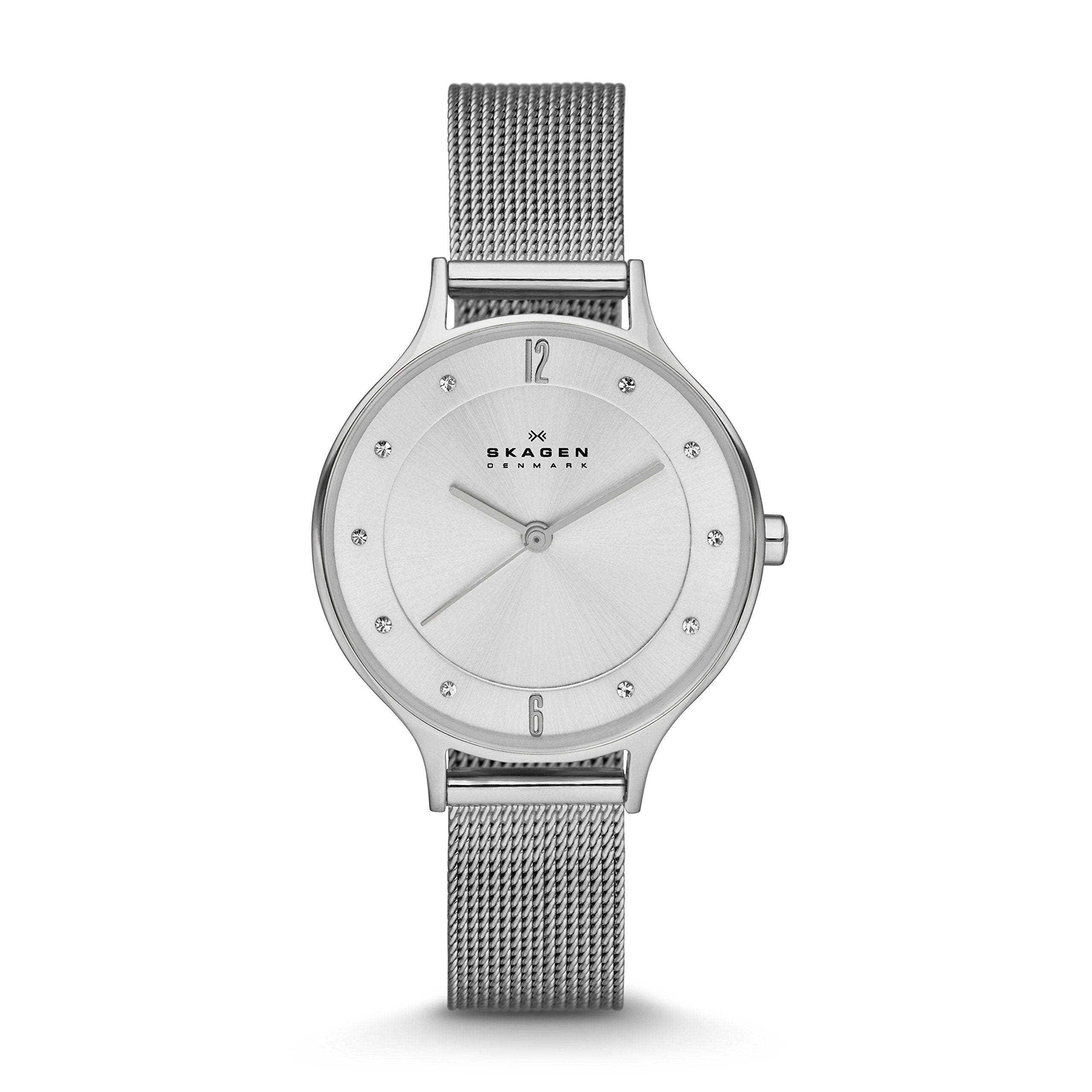Skagen Womens Anita Lille ThreeHand Silver Stainless Steel Mesh Band Watch (Model: SKW2149)