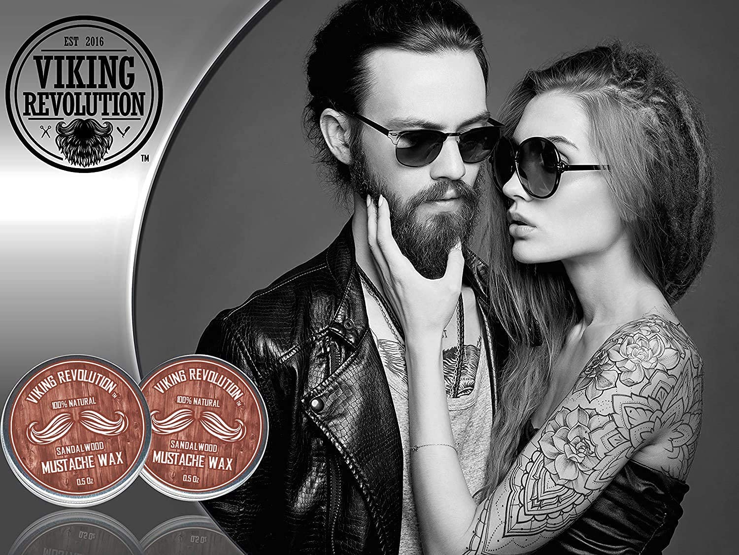 Viking Revolution Mustache Wax 2 Pack - Beard & Moustache Wax For Men - Strong Hold Helps Train Tame & Style (Sandalwood, 2 Pack