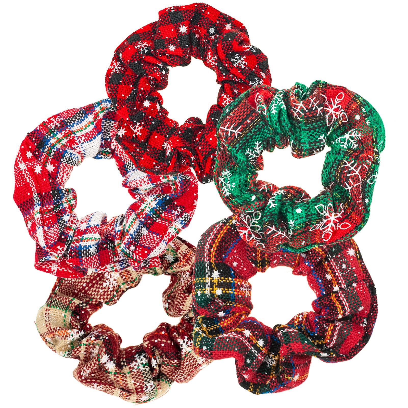 Scrunchies for Hair, Christmas Styles Hair Scrunchies for Women, Bandana Scrunchies, 5PCS Bandana Scrunchy Hair Ties, Scrunchies