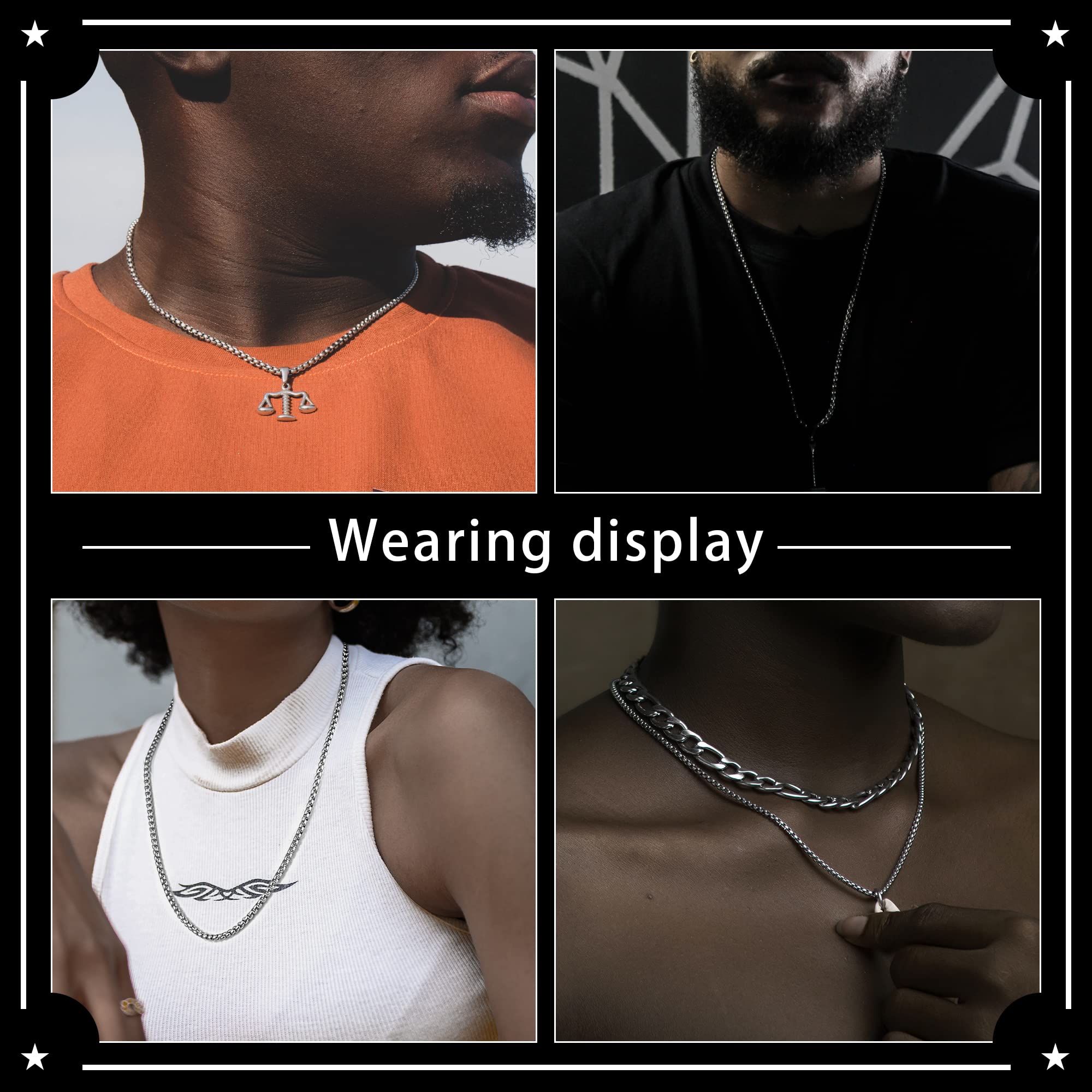 4 mm 18 Inches Stainless Steel Square Rolo Chain Necklace Round Box Necklace Jewellery for Men Women