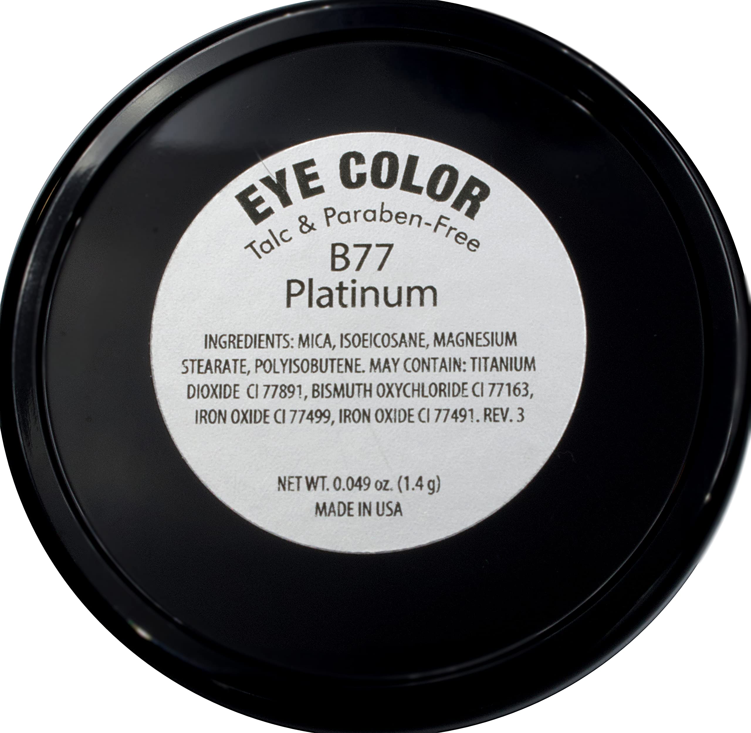 Pure Ziva Platinum Silver Shimmering Gray Grey Pewter Pressed Powder Single Vegan Eyeshadow; Talc, Paraben & Cruelty Free