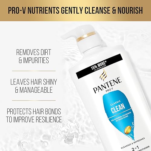 Pantene 2-In-1 Shampoo And Conditioner Twin Pack With Hair Treatment Set, Classic Clean, 1 Set