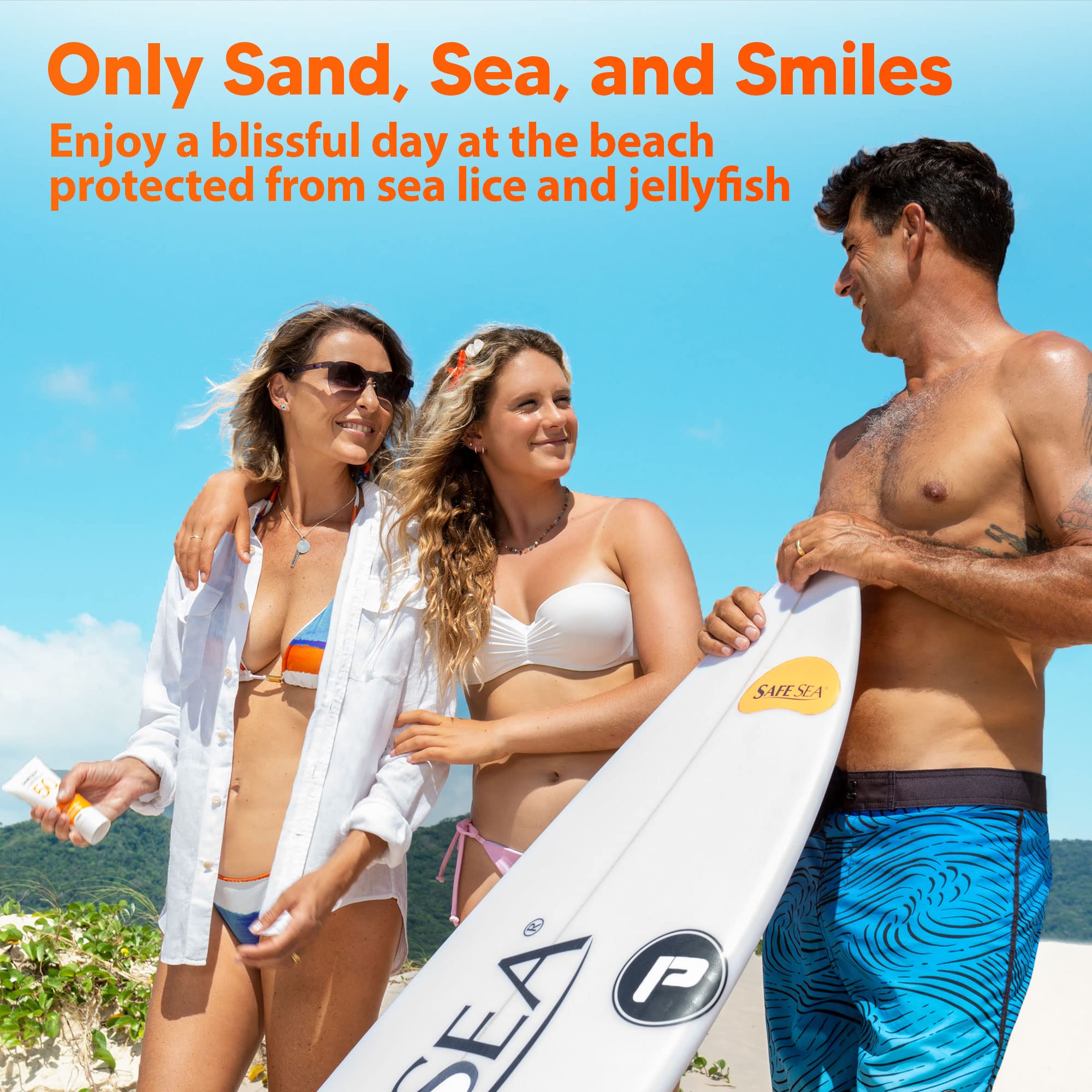 Safe Sea Jellyfish Sting-Blocking Sunscreen, Spf 50+ Travel Size Lotion, Waterproof, Biodegradable, Coral Reef-Safe, Body And Fa