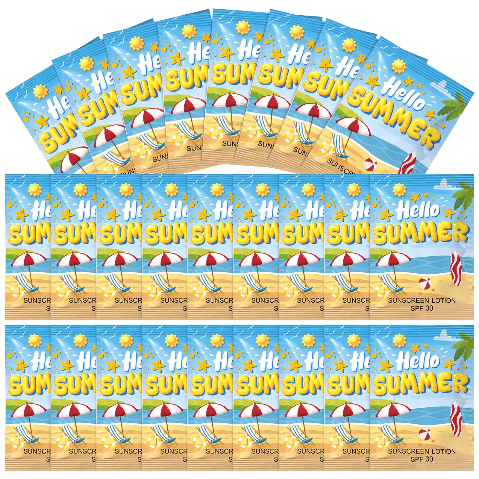 Loopeer 60 Pcs Mini Sunscreen Bulk Travel Size Sunscreen Packet 0.27 Fl. Oz. SPF 30 Water Resistant Mini Sunblock Beach Lotion P