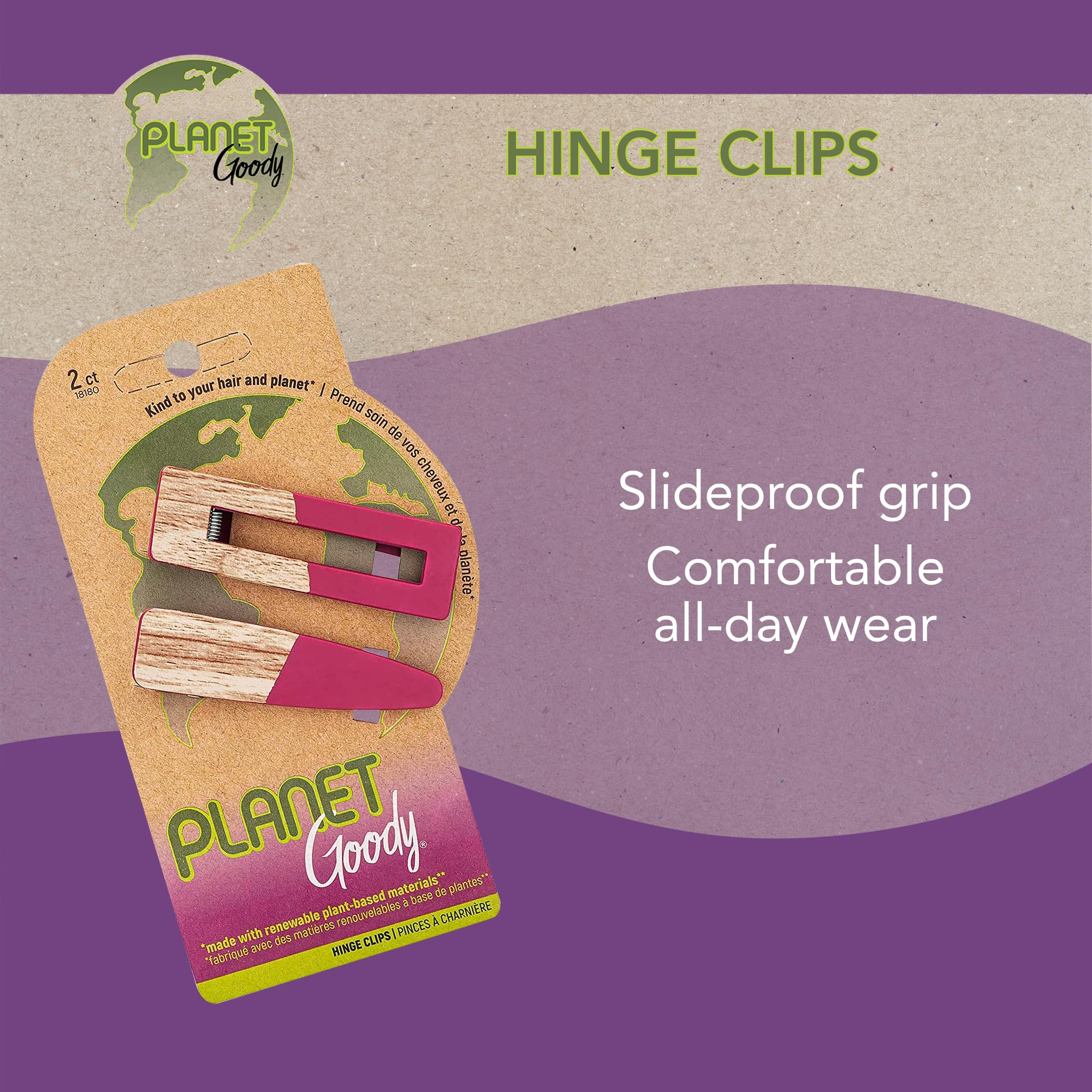 GOODY Planet Hinge Hair Clips - 2 Count,Maroon - Slideproof Grip to Style With Ease - Hair Accessories for Men,Women,Boys & Girl