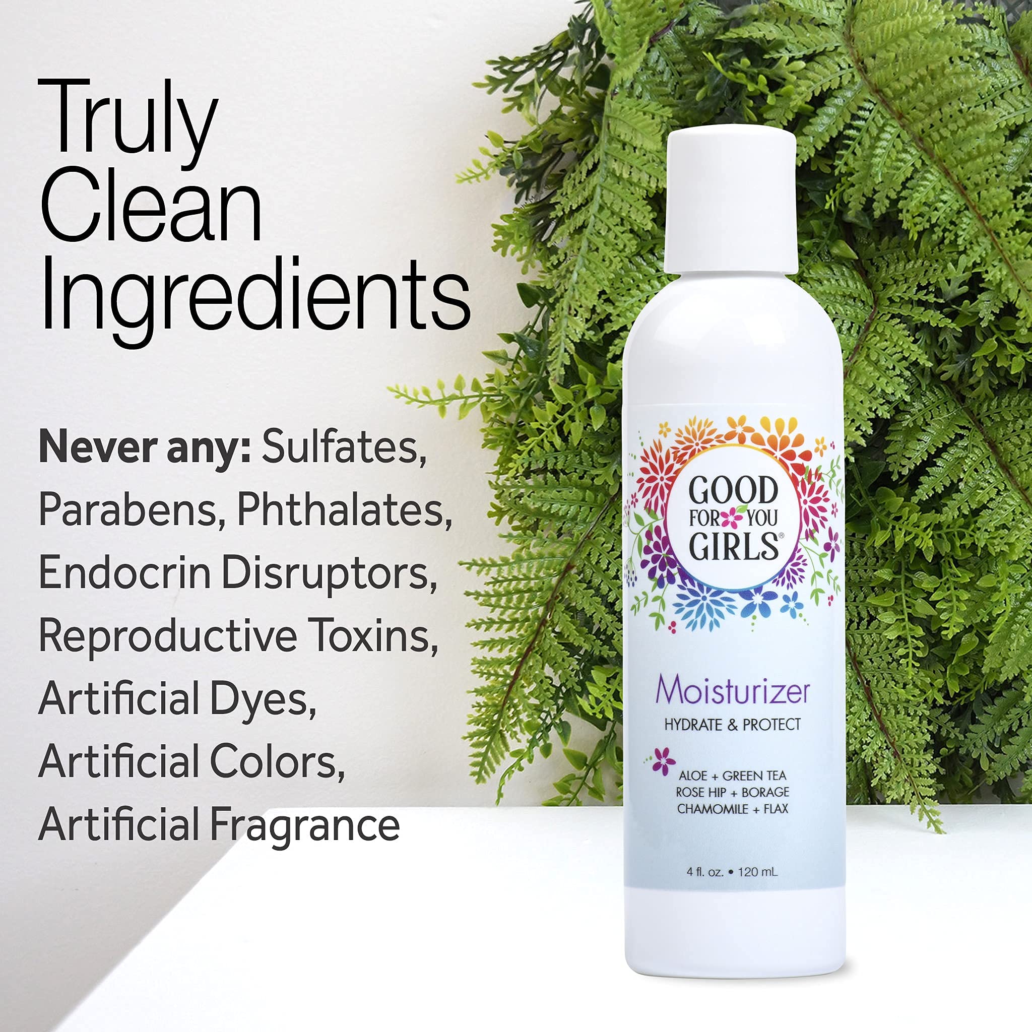 Good For You Girls Natural Facial Moisturizer, Calming and Non-Comedogenic with Aloe, Vitamin E, Arnica, Rose Hip, Borage, Green