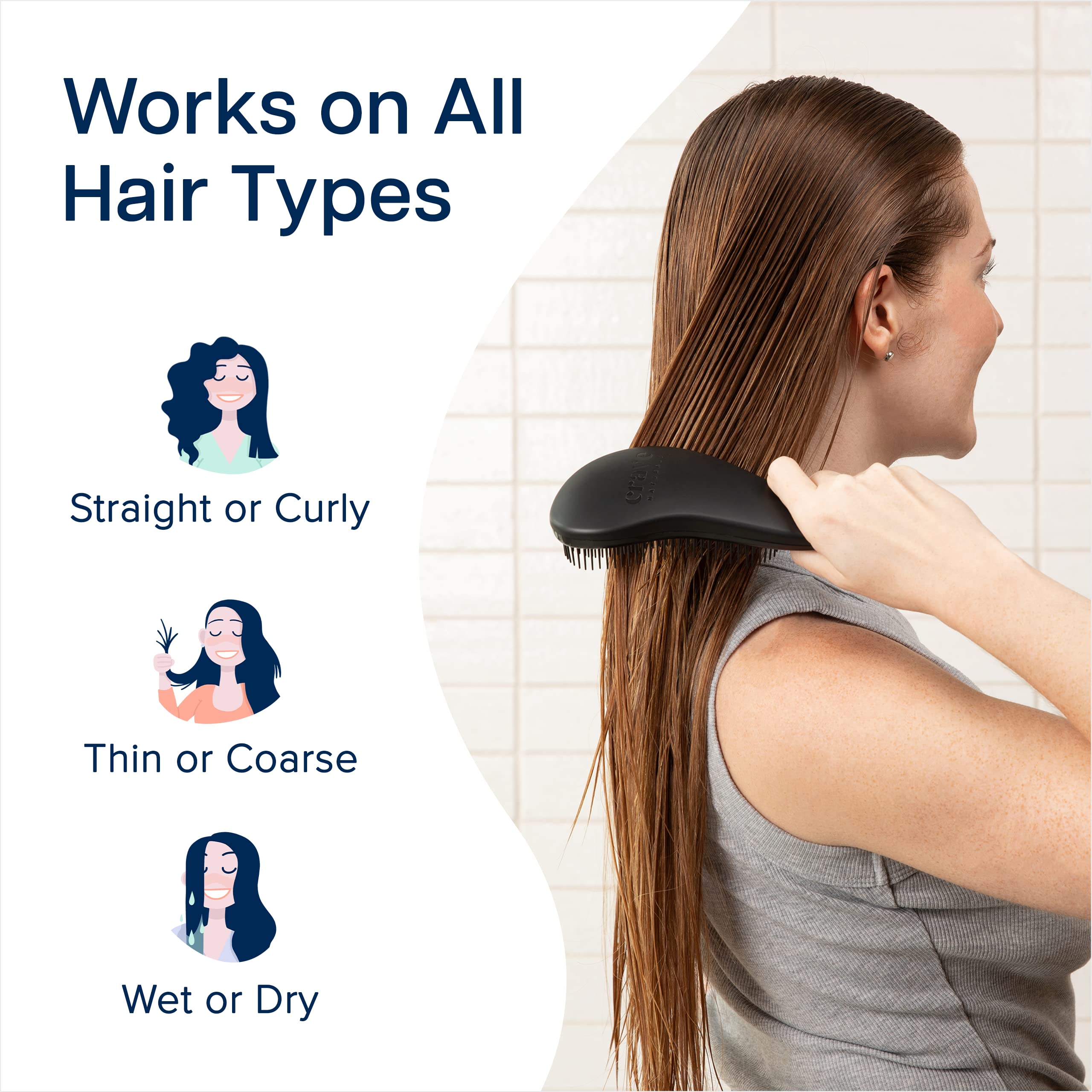 Crave Naturals Glide Thru Detangling Brush, Detangler Brush for Curly, Straight, Wet and Dry Hair Comb for Adults and Kids, Hair