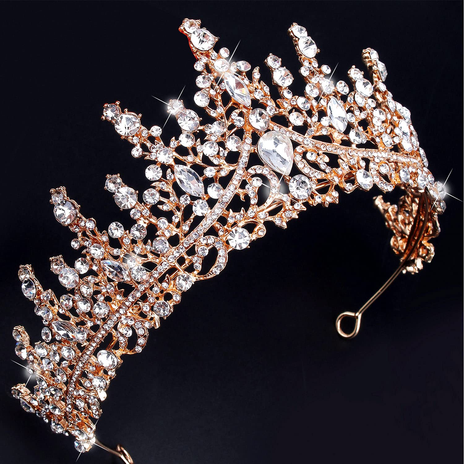 COCIDE Rose Gold Tiara and Crown for Women Crystal Queen Crowns Rhinestone Princess Tiaras for Girl Bride Wedding Hair Accessori