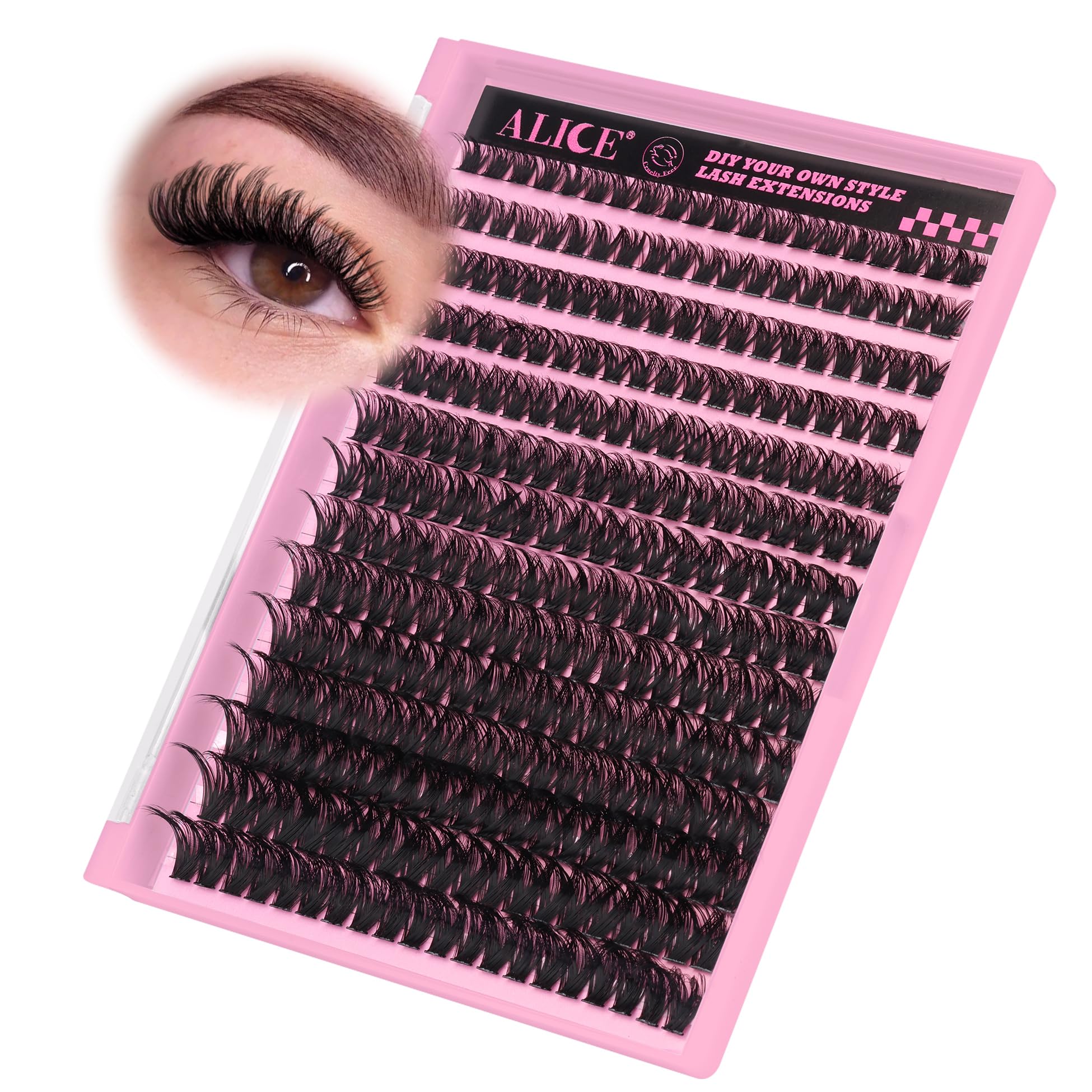 280Pcs Wispy Individual Lashes DIY Eyelash Extensions 8-16MM Fluffy D Curl Lash Extensions Lash Clusters 80D Cluster Eyelashes D
