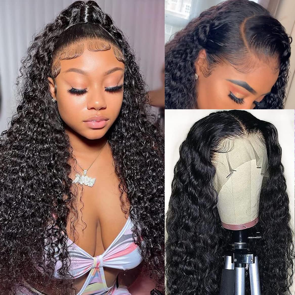 Nervoss Lace Frontal Wigs Human Hair Water Wave Wig Hd Transparent Lace Front Wigs Human Hair Wet And Wavy Virgin Hair Wigs Pre