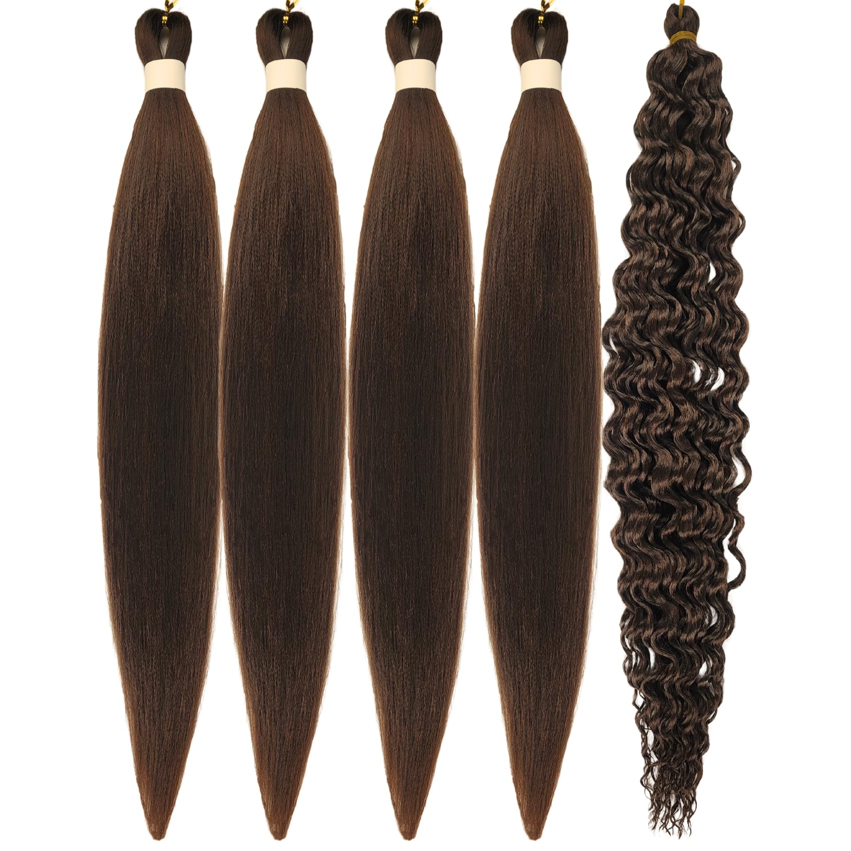 Gozill Brown Braiding Hair Pre stretched Boho Braids Prestretched Braiding Hair for Bohemian Hair Ez Braid Braiding Hair Synthet