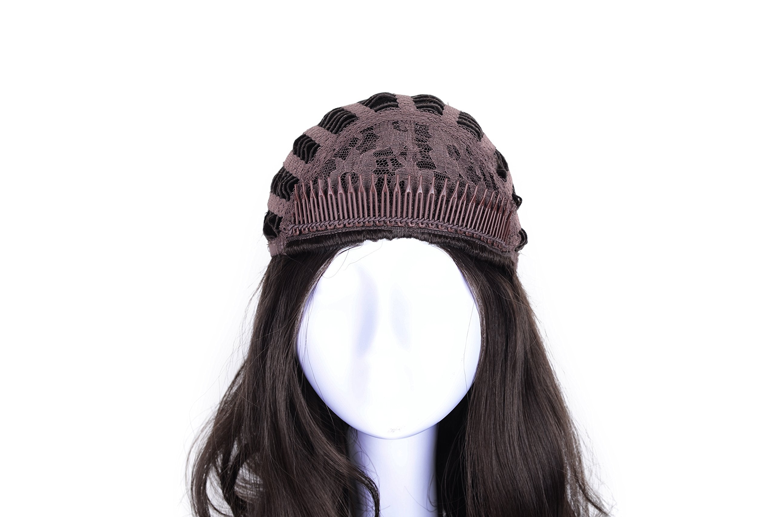 Onedor 23'' Curly Hair Women Ladies 3/4 Half Wig Premium Japanese Synthetic Kanekalon Fibers Wigs With Secured Mesh Head Cap (R6