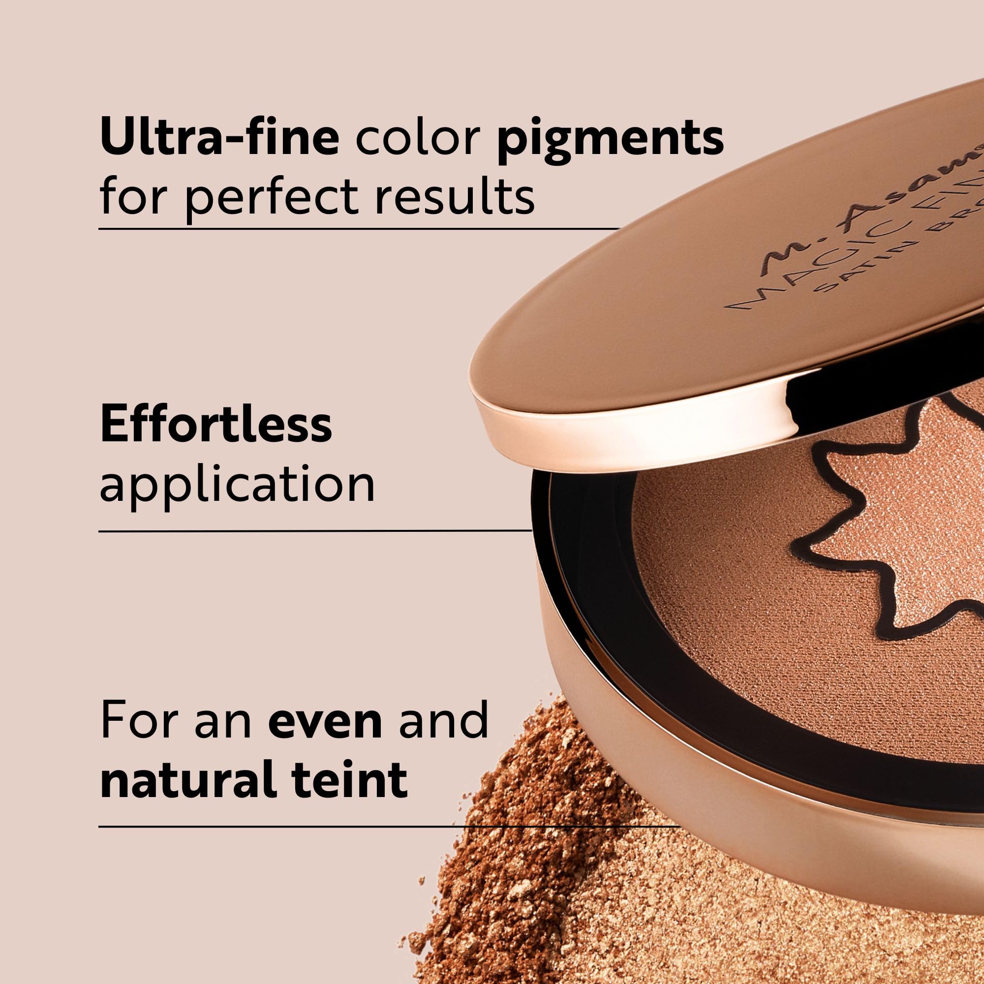 M. Asam MAGIC FINISH Satin Bronzer Amber & Walnut (0.22 oz) - 4-in-1 Bronzer Powder, Satin-Touch Texture, Creamy-Soft with Ultra